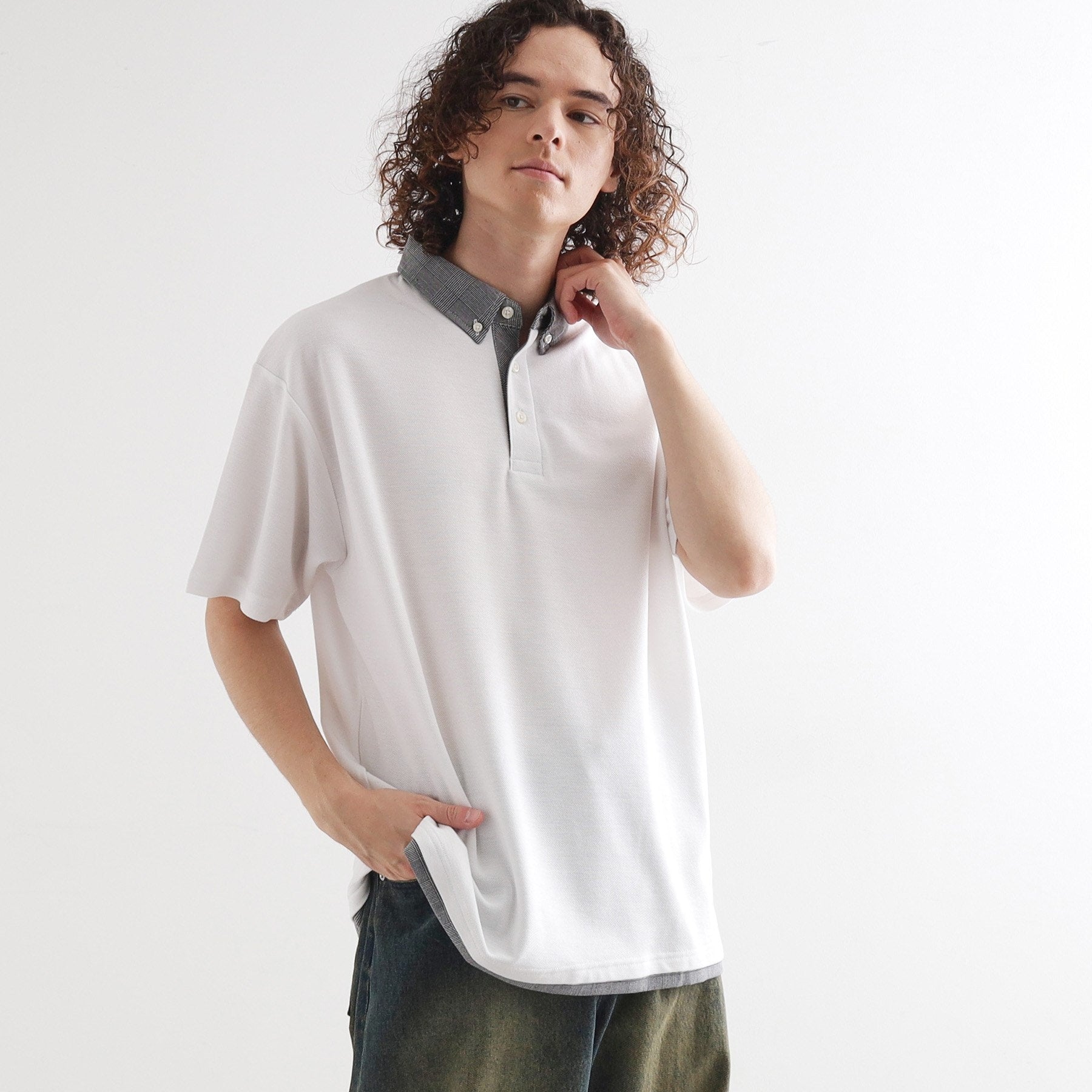 ティーケー タケオ キクチ tk.TAKEO KIKUCHI レイヤード鹿の子ポロシャツ (ネイビー(094)) ネイビー(094)