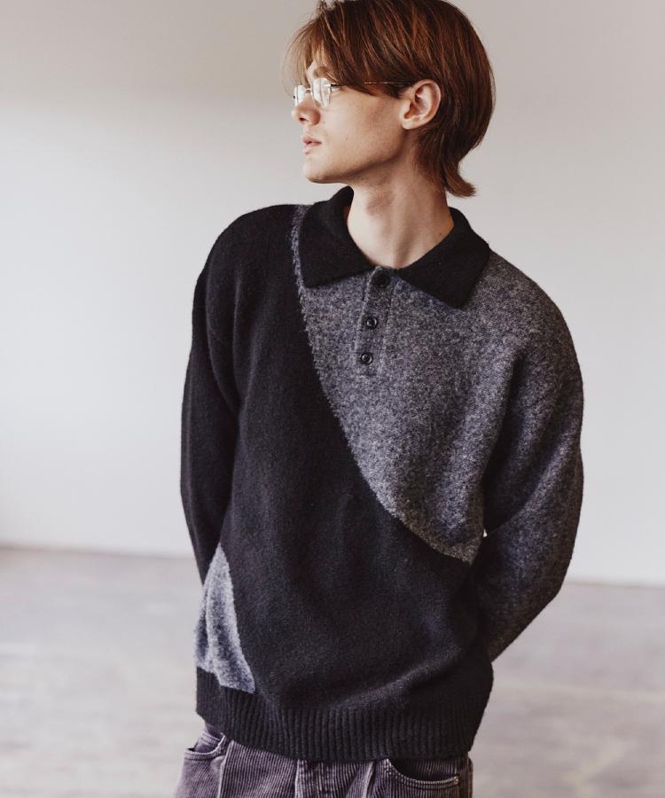 ティーケー タケオ キクチ tk.TAKEO KIKUCHI カーブスイッチニットポロシャツ (ブラック(119)) ブラック(119)