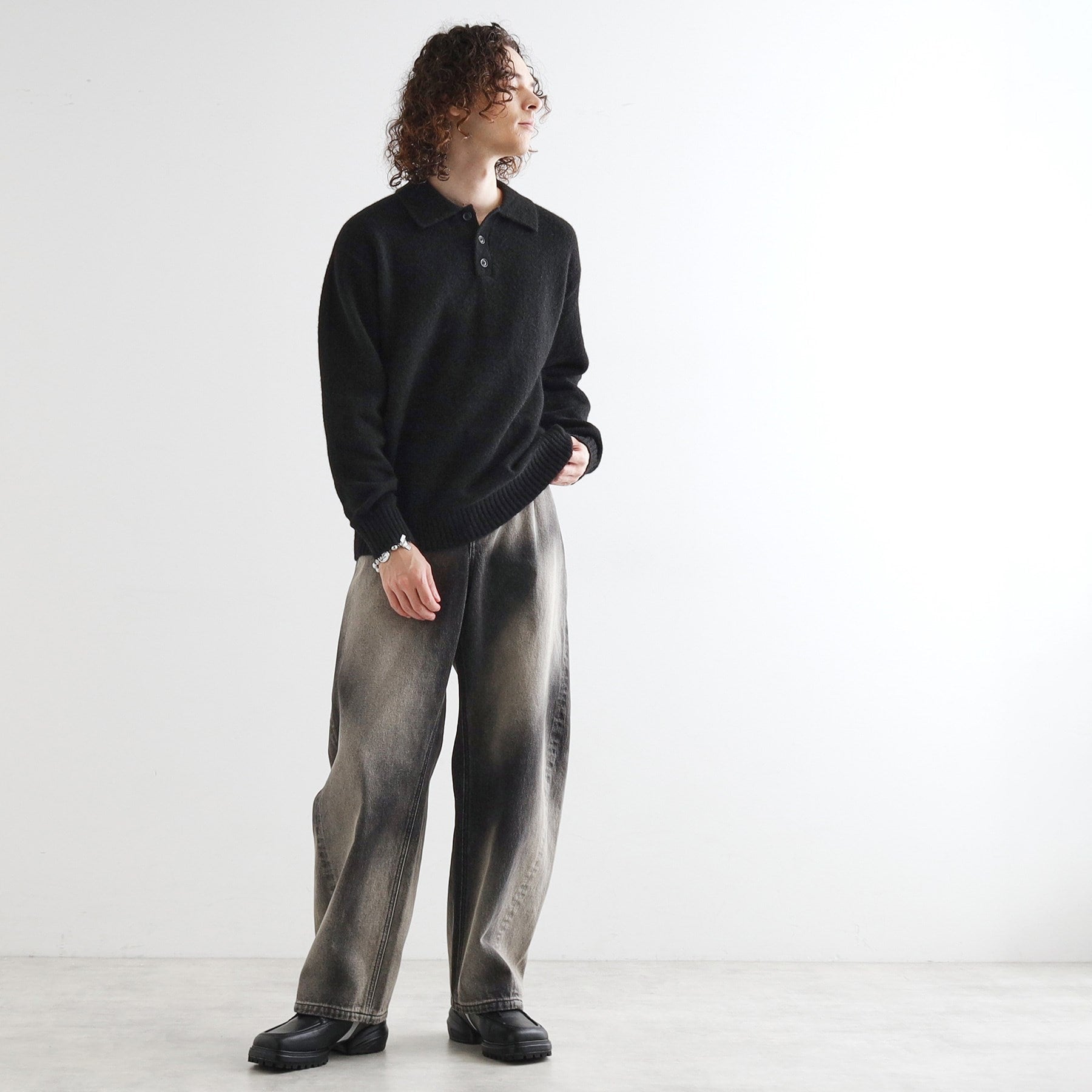 ティーケー タケオ キクチ tk.TAKEO KIKUCHI カーブスイッチニットポロシャツ (ライトグレー(011)) ライトグレー(011)