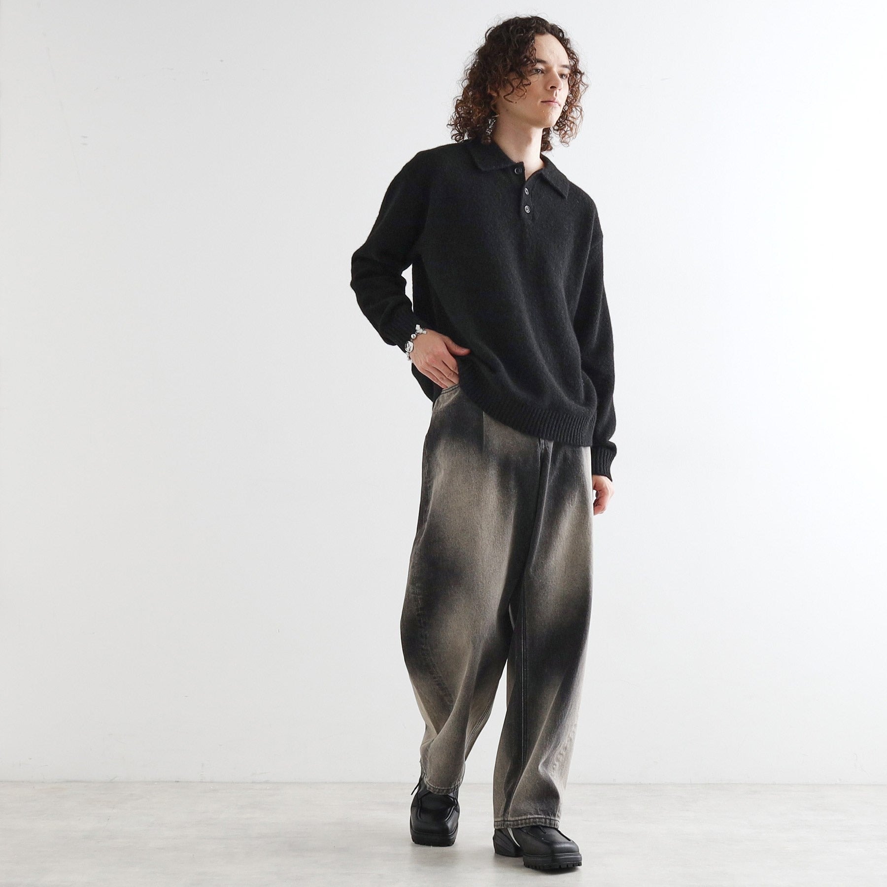 ティーケー タケオ キクチ tk.TAKEO KIKUCHI カーブスイッチニットポロシャツ (ライトグレー(011)) ライトグレー(011)