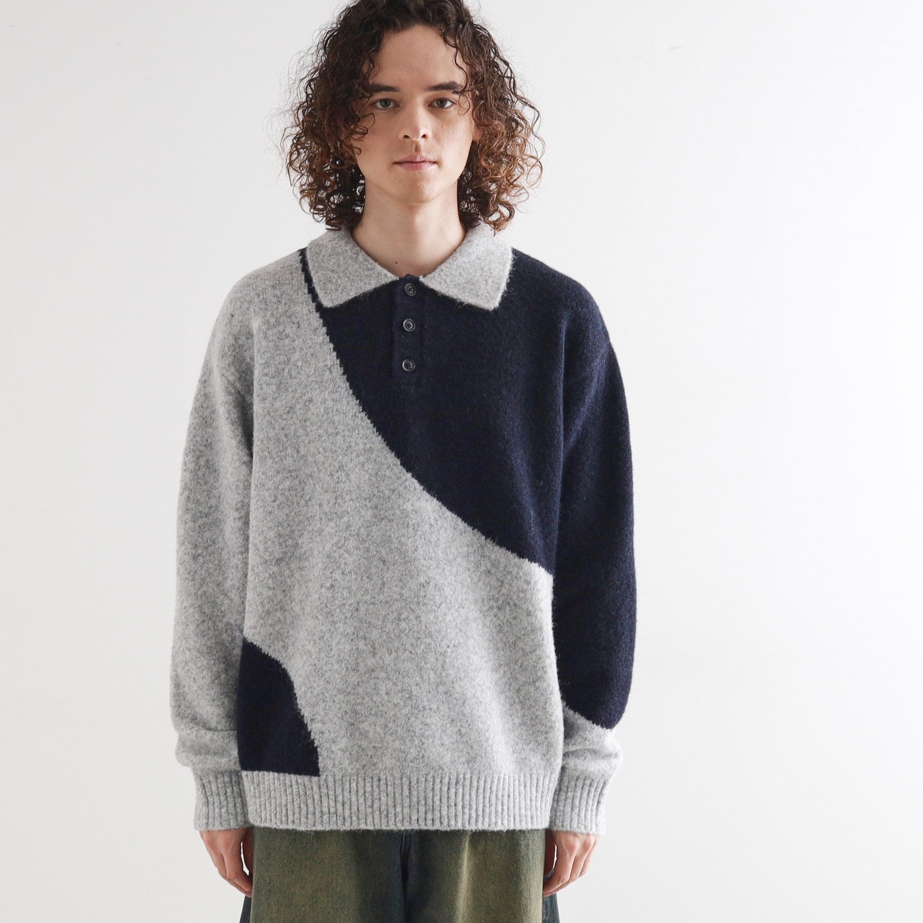 ティーケー タケオ キクチ tk.TAKEO KIKUCHI カーブスイッチニットポロシャツ (ライトグレー(011)) ライトグレー(011)