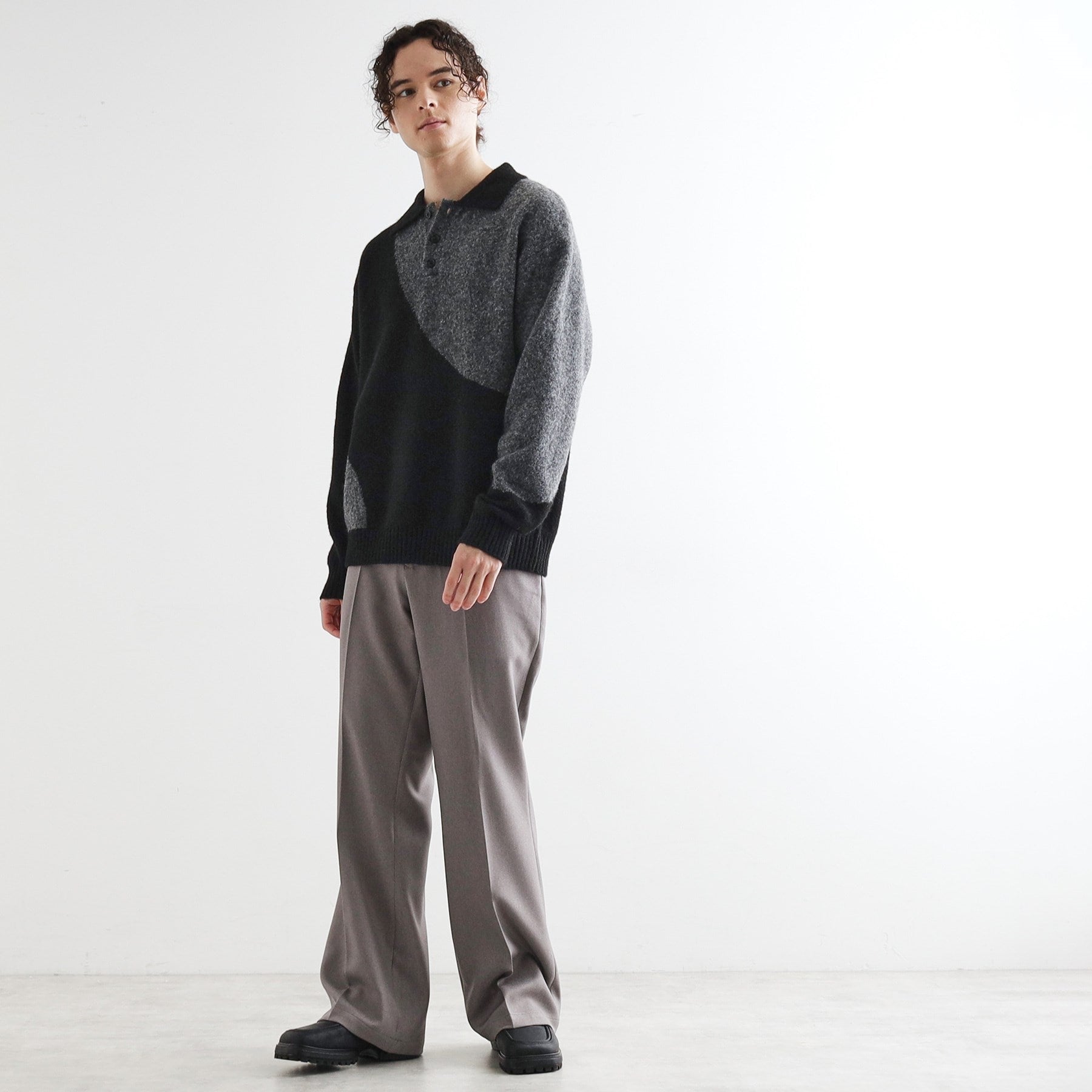 ティーケー タケオ キクチ tk.TAKEO KIKUCHI カーブスイッチニットポロシャツ (ライトグレー(011)) ライトグレー(011)