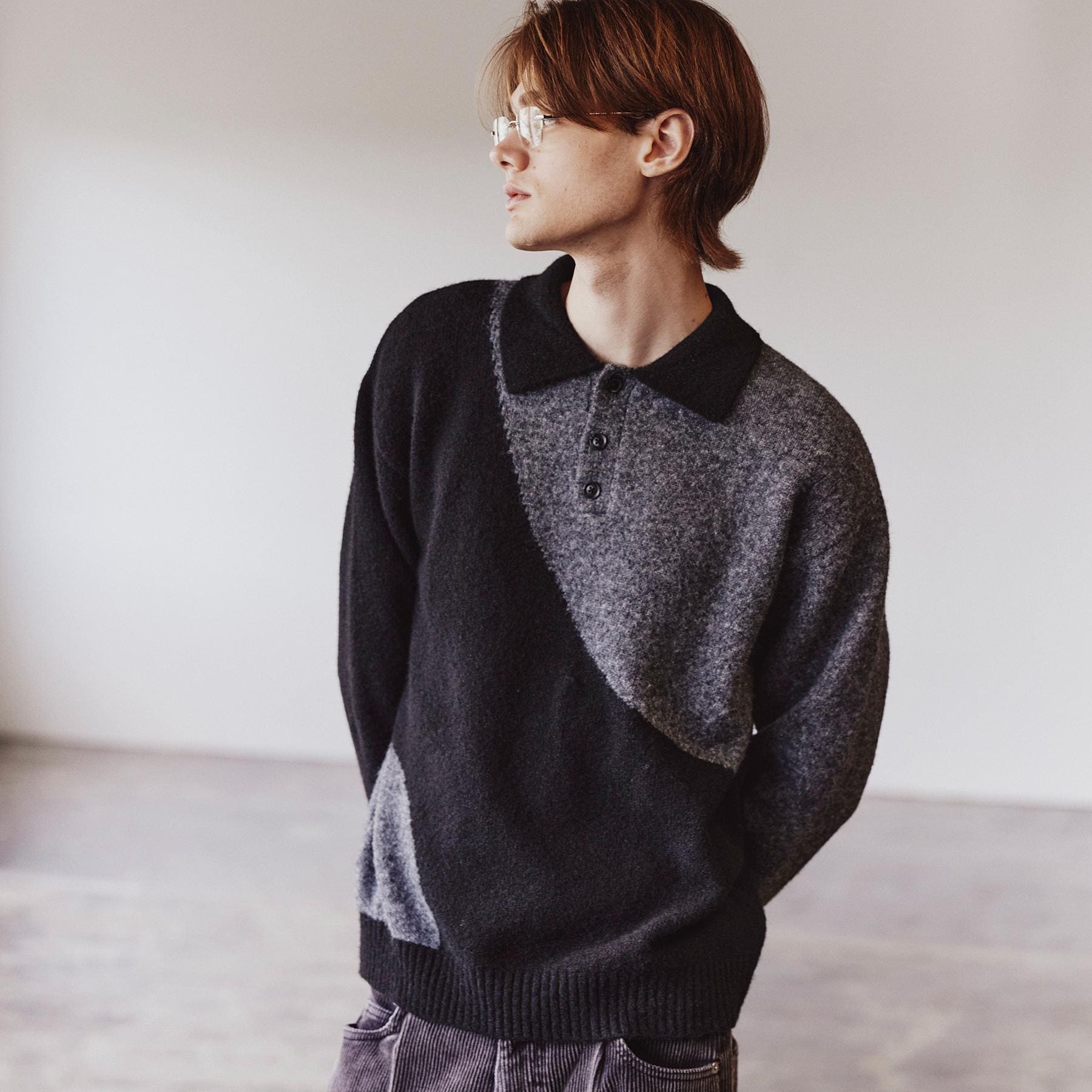 ティーケー タケオ キクチ tk.TAKEO KIKUCHI カーブスイッチニットポロシャツ (ブラック(119)) ブラック(119)