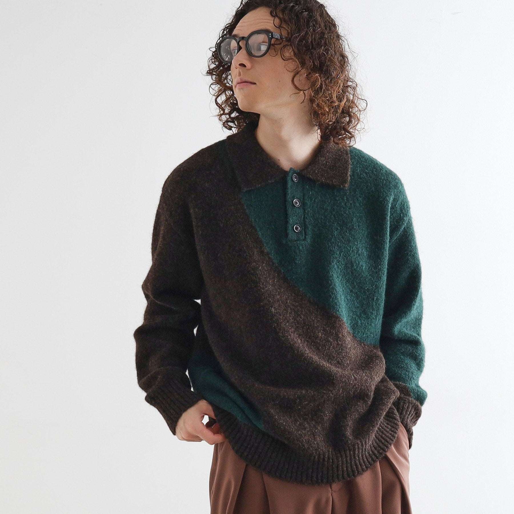 ティーケー タケオ キクチ tk.TAKEO KIKUCHI カーブスイッチニットポロシャツ (ブラウン(144)) ブラウン(144)