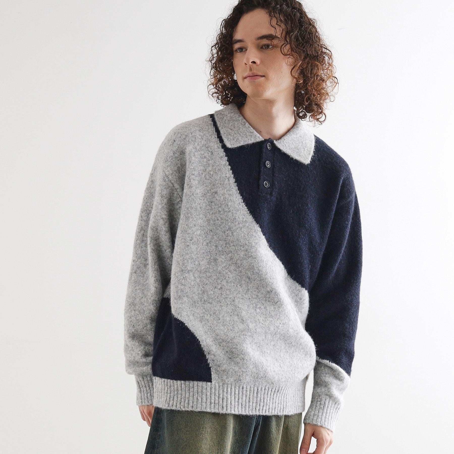 ティーケー タケオ キクチ tk.TAKEO KIKUCHI カーブスイッチニットポロシャツ (ライトグレー(111)) ライトグレー(111)