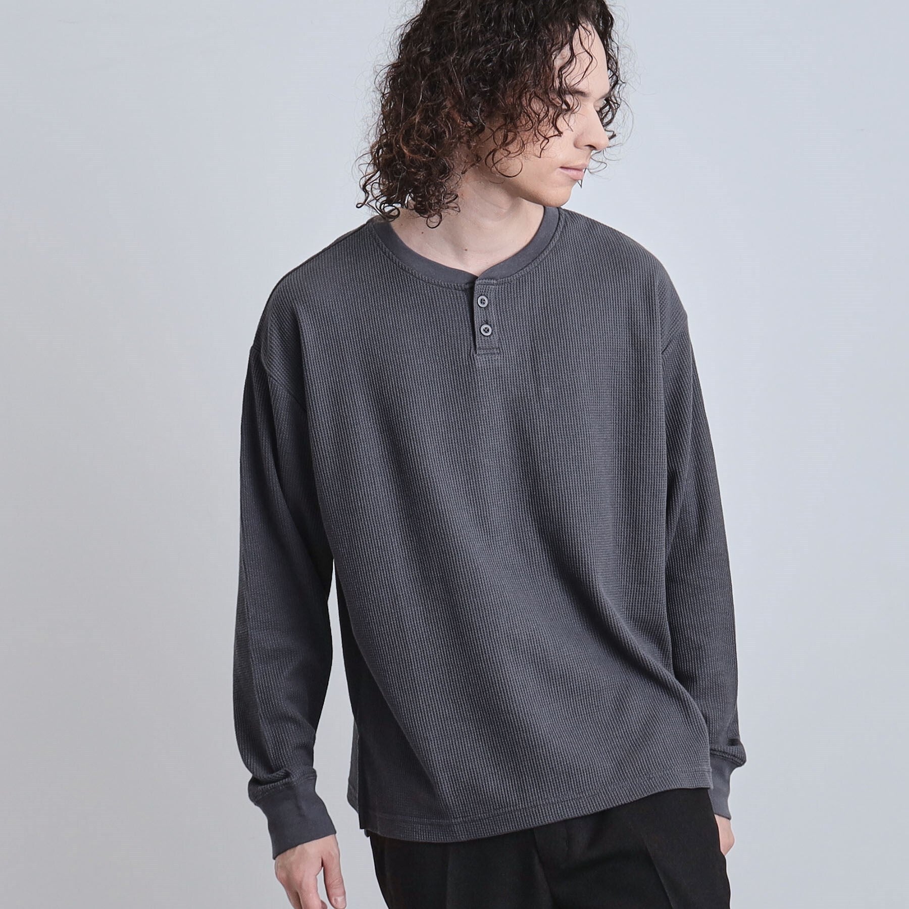 ティーケー タケオ キクチ tk.TAKEO KIKUCHI ワッフルヘンリーカットソー (チャコールグレー(014)) チャコールグレー(014)