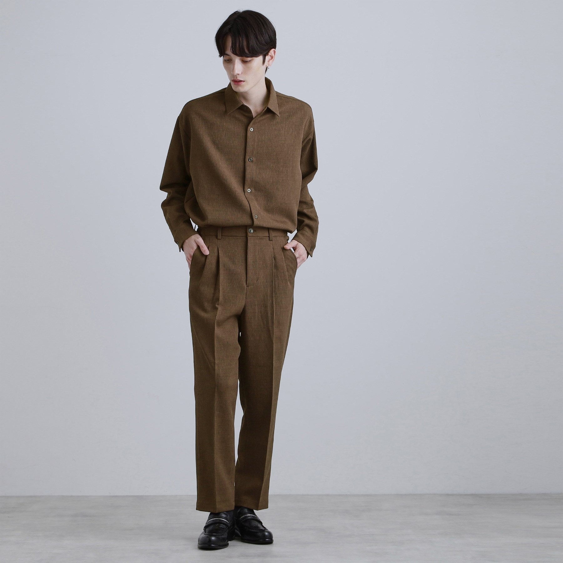 ティーケー タケオ キクチ tk.TAKEO KIKUCHI 【セットアップ対応】テッククレープルーズテーパードパンツ (ブラウン(044)) ブラウン(044)