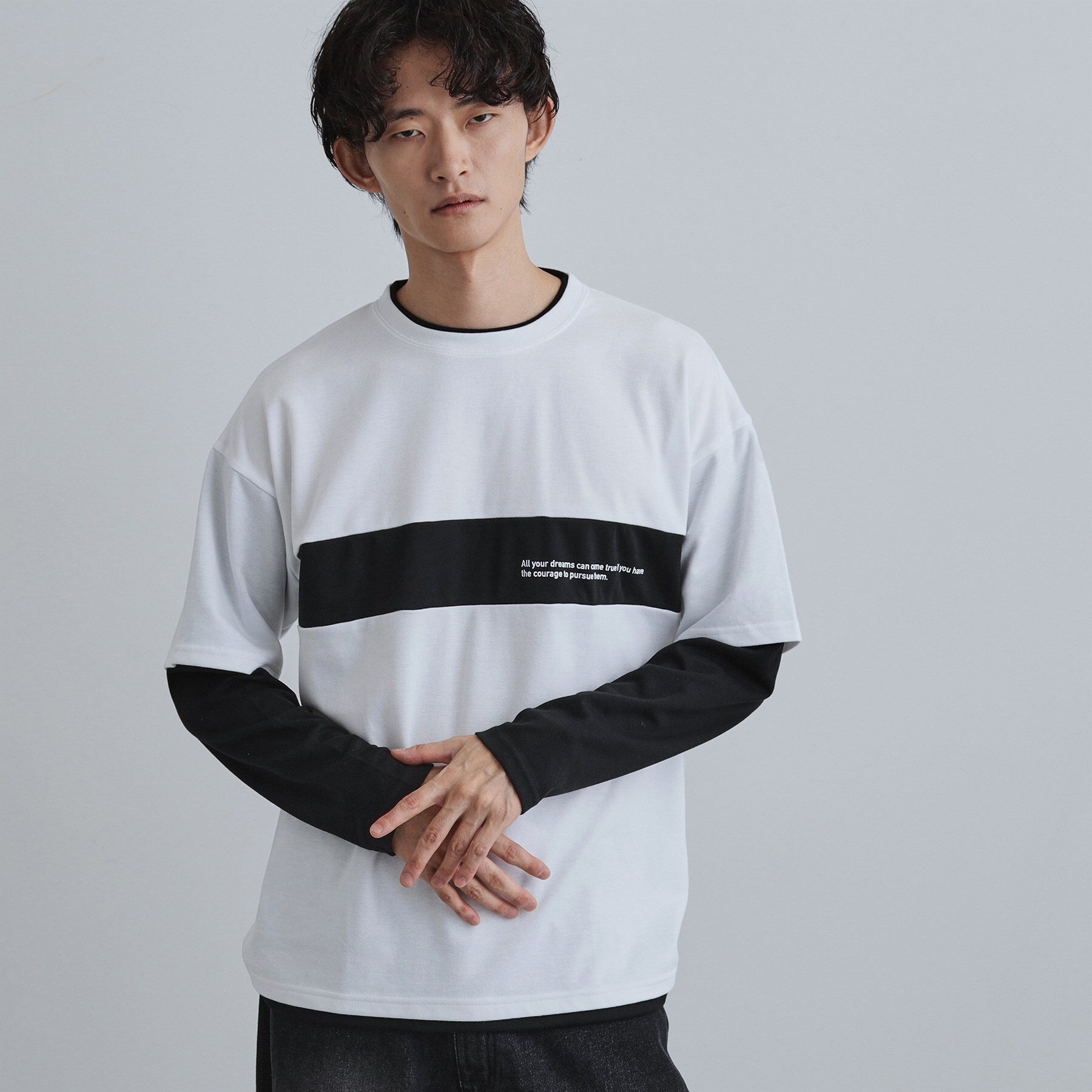 ティーケー タケオ キクチ tk.TAKEO KIKUCHI フェイクレイヤードカットソー (ブラック(019)) ブラック(019)