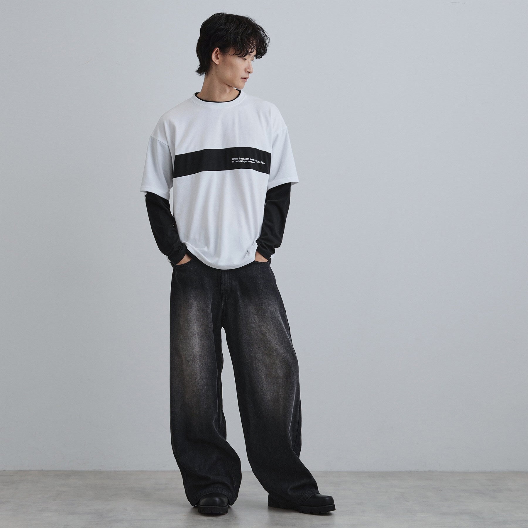 ティーケー タケオ キクチ tk.TAKEO KIKUCHI フェイクレイヤードカットソー (ブラック(019)) ブラック(019)