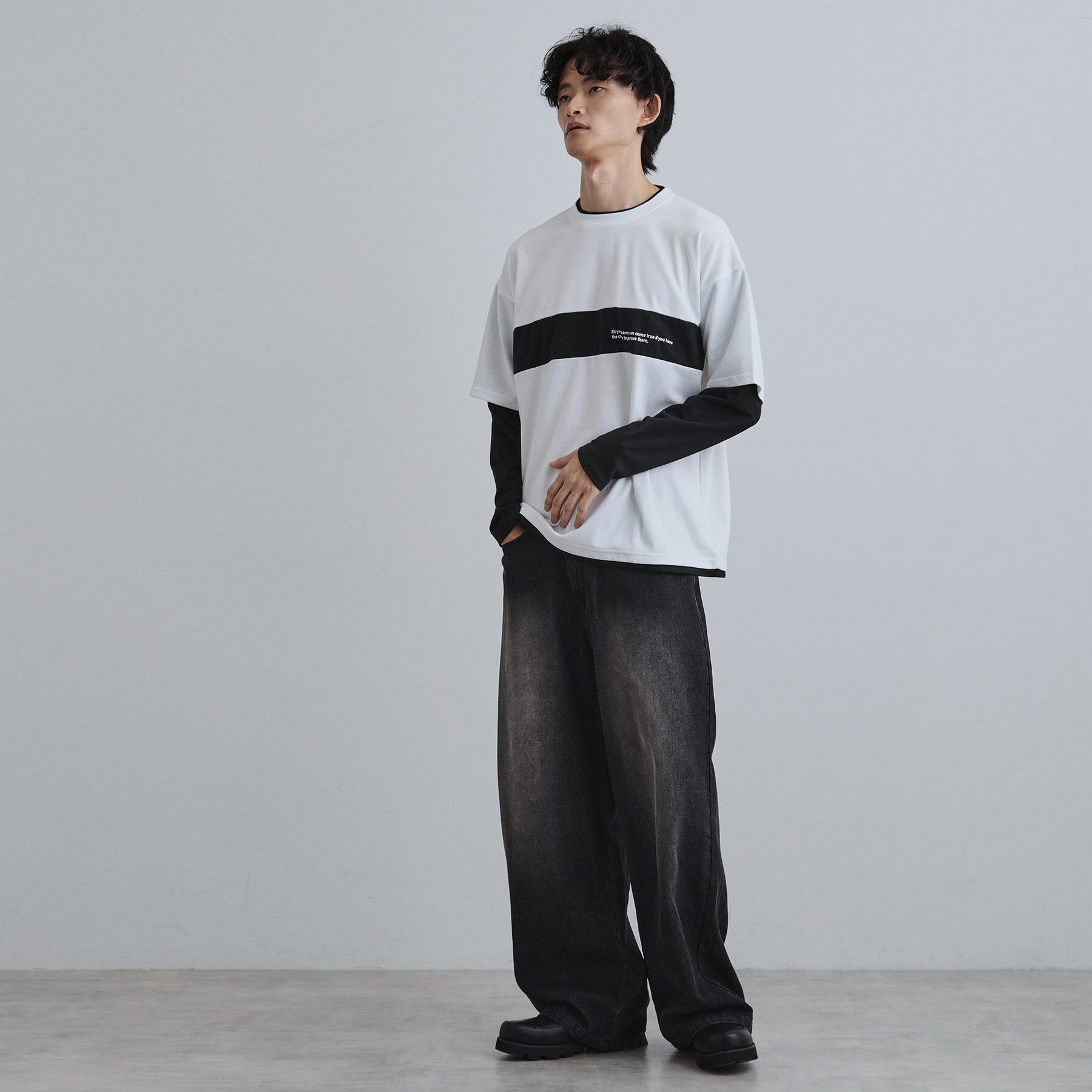 ティーケー タケオ キクチ tk.TAKEO KIKUCHI フェイクレイヤードカットソー (ブラック(019)) ブラック(019)