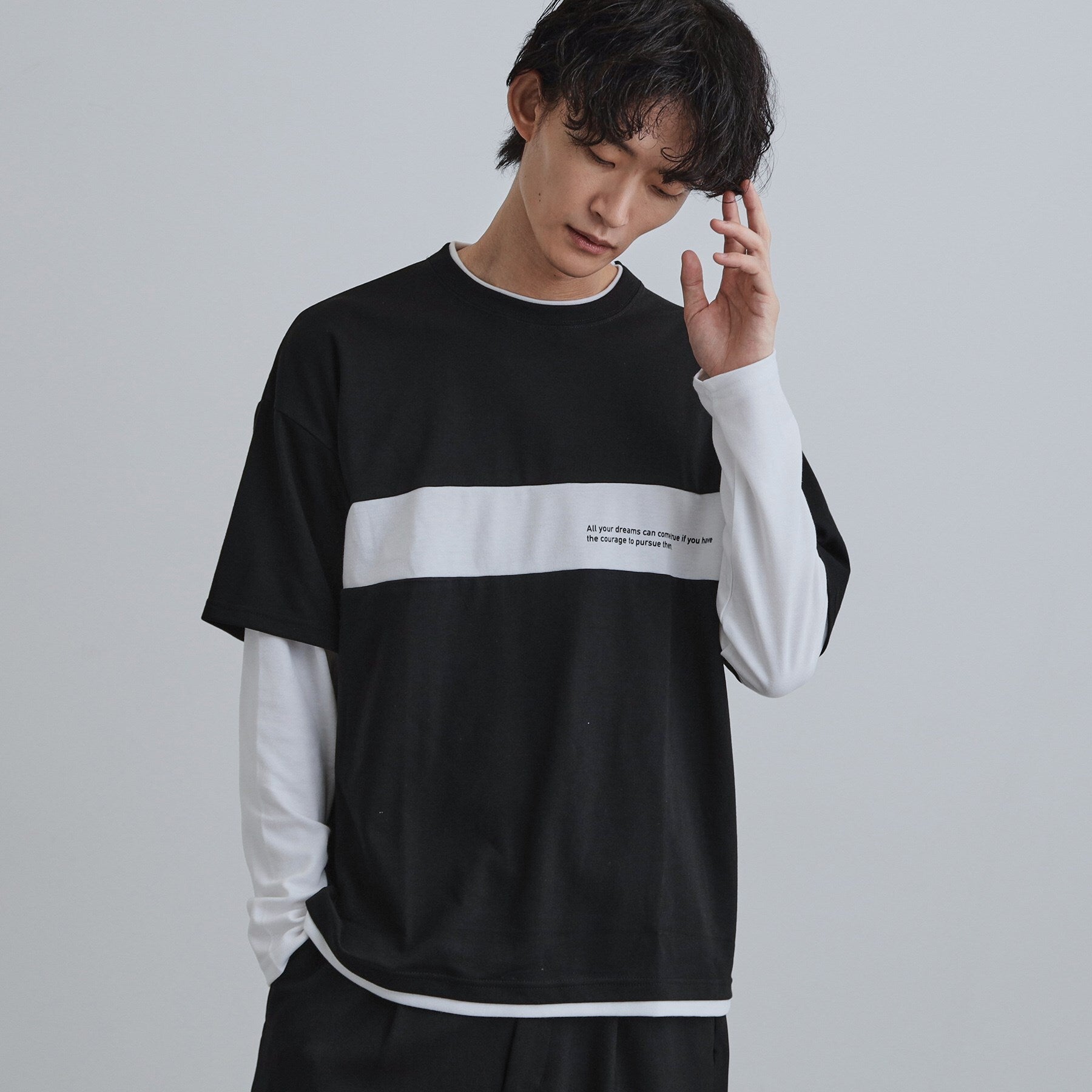 ティーケー タケオ キクチ tk.TAKEO KIKUCHI フェイクレイヤードカットソー (ブラック(019)) ブラック(019)