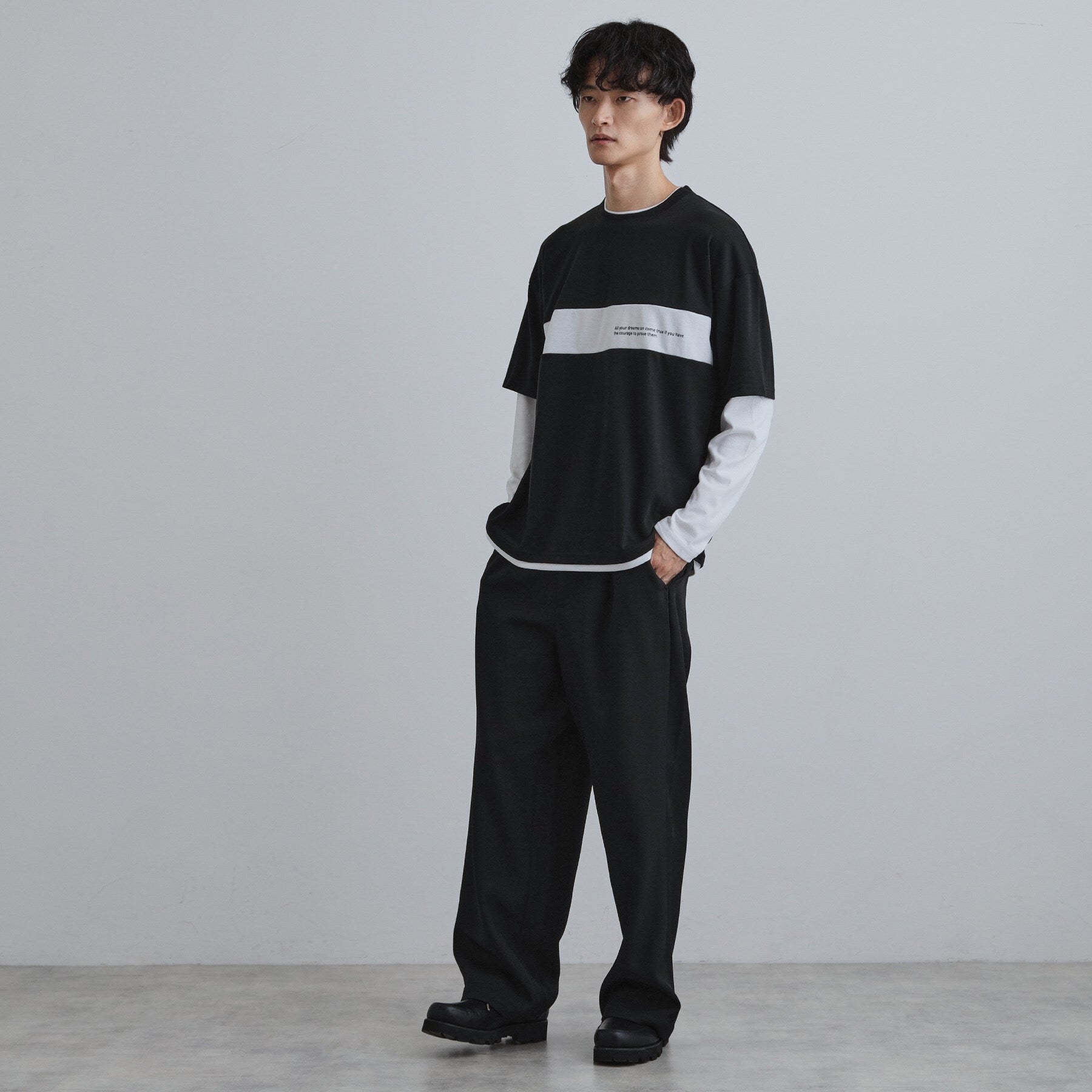 ティーケー タケオ キクチ tk.TAKEO KIKUCHI フェイクレイヤードカットソー (ブラック(019)) ブラック(019)