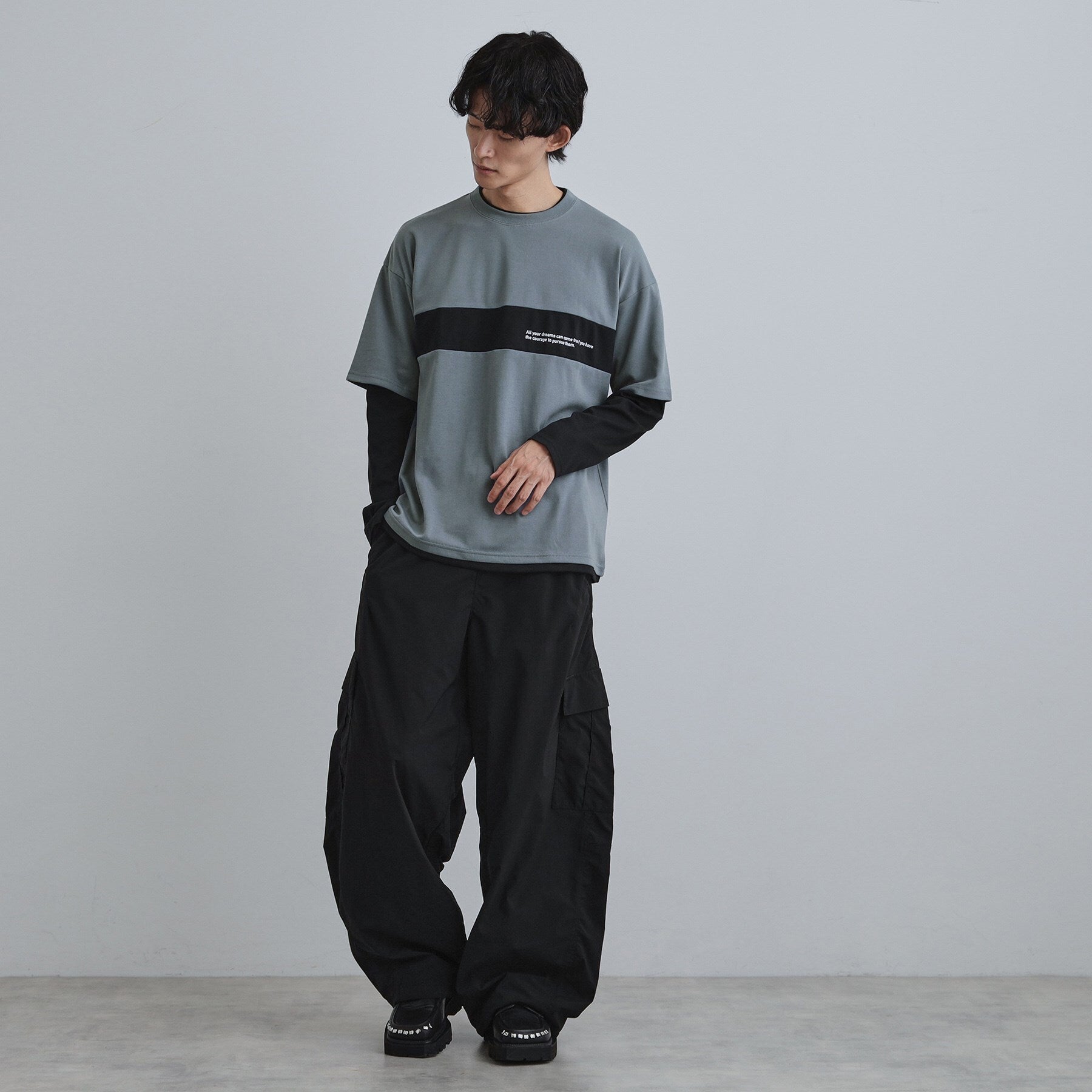 ティーケー タケオ キクチ tk.TAKEO KIKUCHI フェイクレイヤードカットソー (ブラック(019)) ブラック(019)