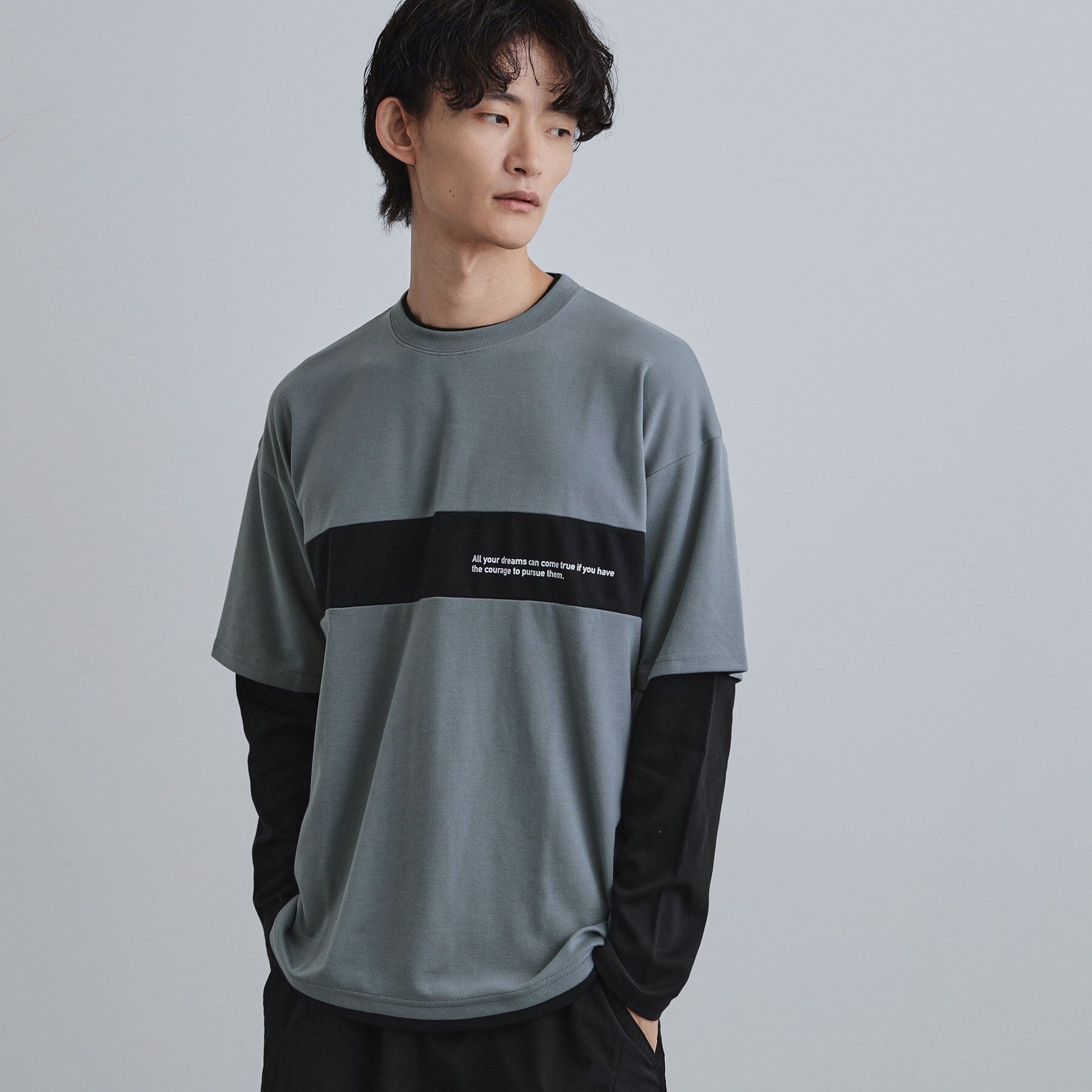 ティーケー タケオ キクチ tk.TAKEO KIKUCHI フェイクレイヤードカットソー (ブラック(019)) ブラック(019)