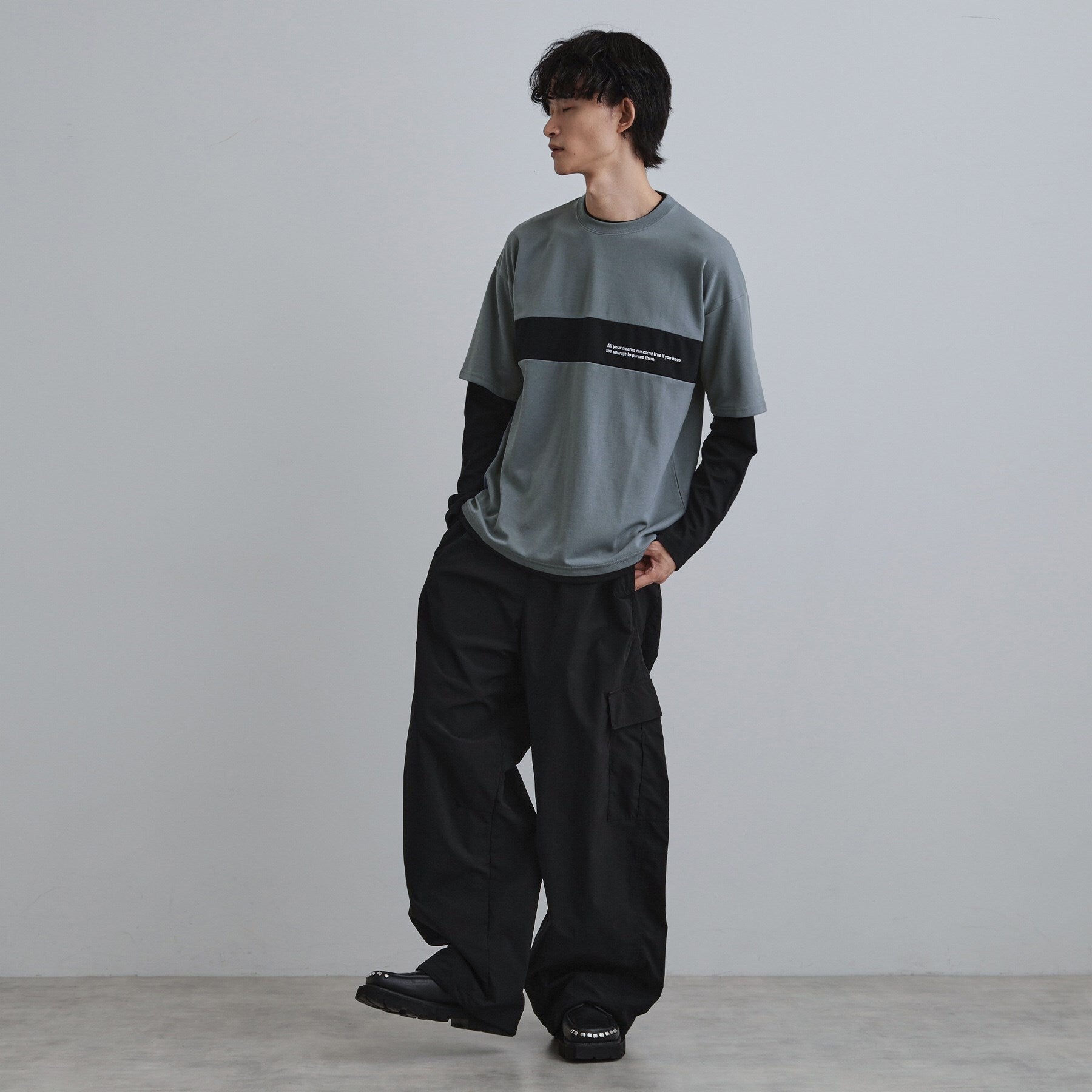 ティーケー タケオ キクチ tk.TAKEO KIKUCHI フェイクレイヤードカットソー (ブルーグリーン(097)) ブルーグリーン(097)