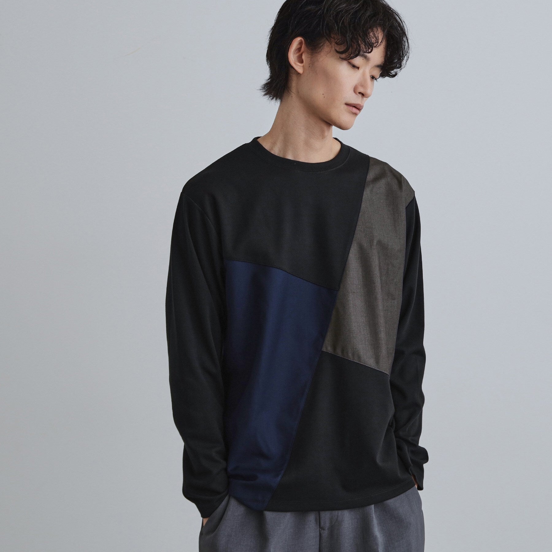 ティーケー タケオ キクチ tk.TAKEO KIKUCHI ブロックシャドー切替カットソー (ブラック(019)) ブラック(019)