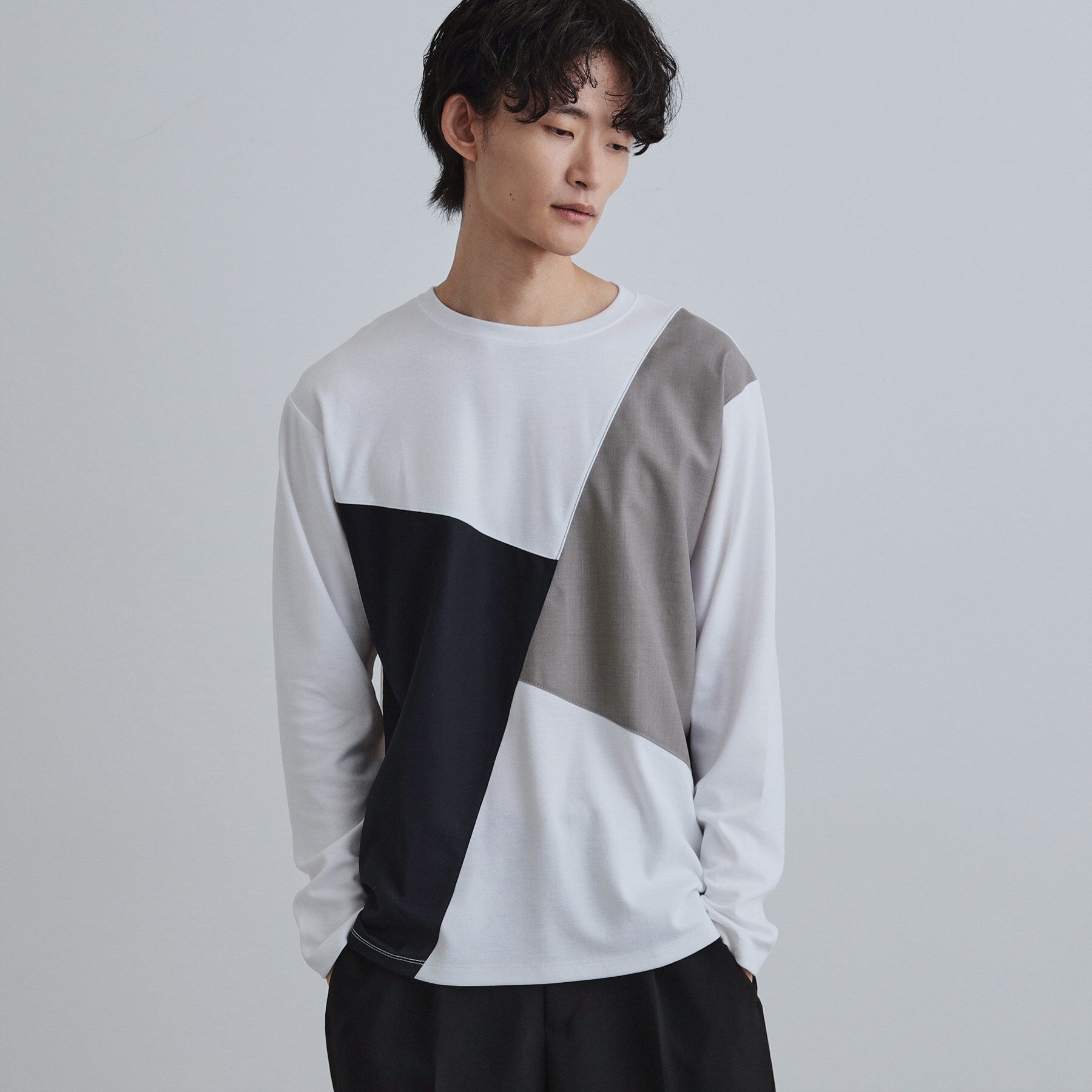 ティーケー タケオ キクチ tk.TAKEO KIKUCHI ブロックシャドー切替カットソー (ブラック(019)) ブラック(019)