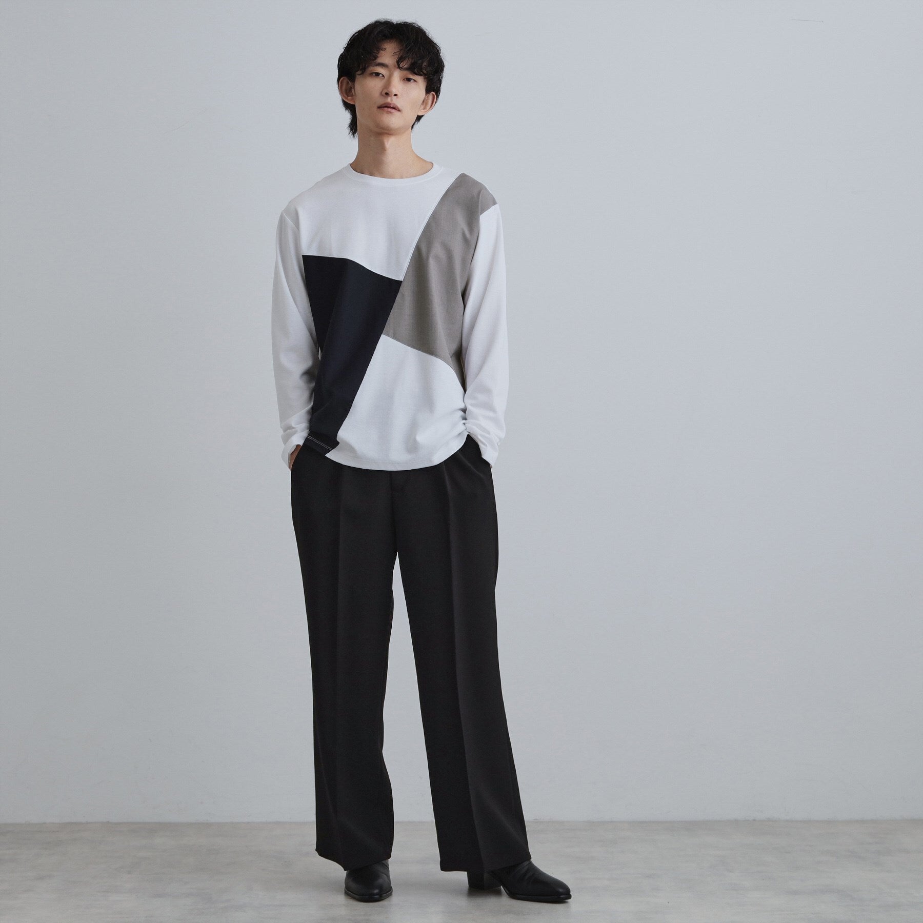 ティーケー タケオ キクチ tk.TAKEO KIKUCHI ブロックシャドー切替カットソー (ブラック(019)) ブラック(019)