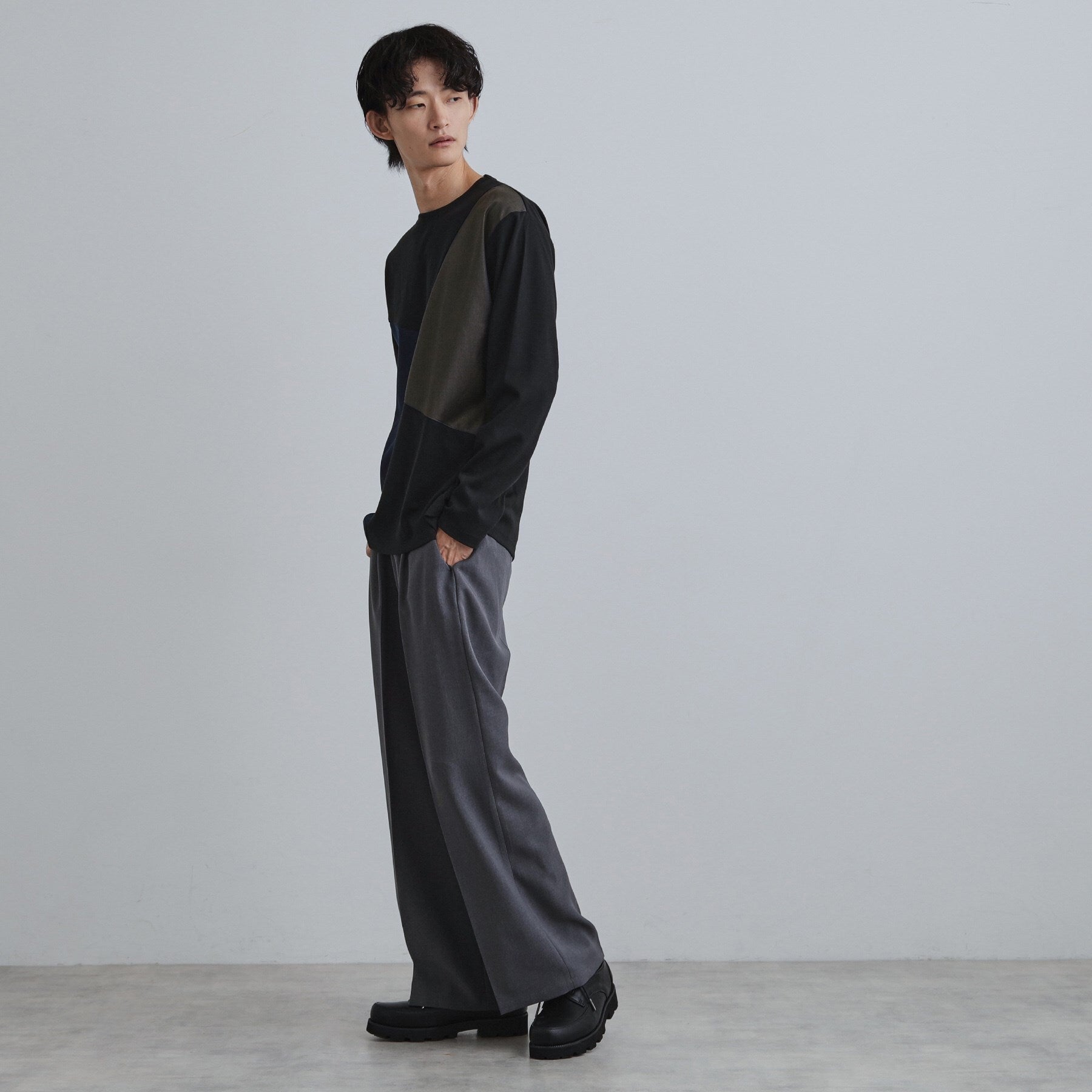 ティーケー タケオ キクチ tk.TAKEO KIKUCHI ブロックシャドー切替カットソー (ブラック(019)) ブラック(019)