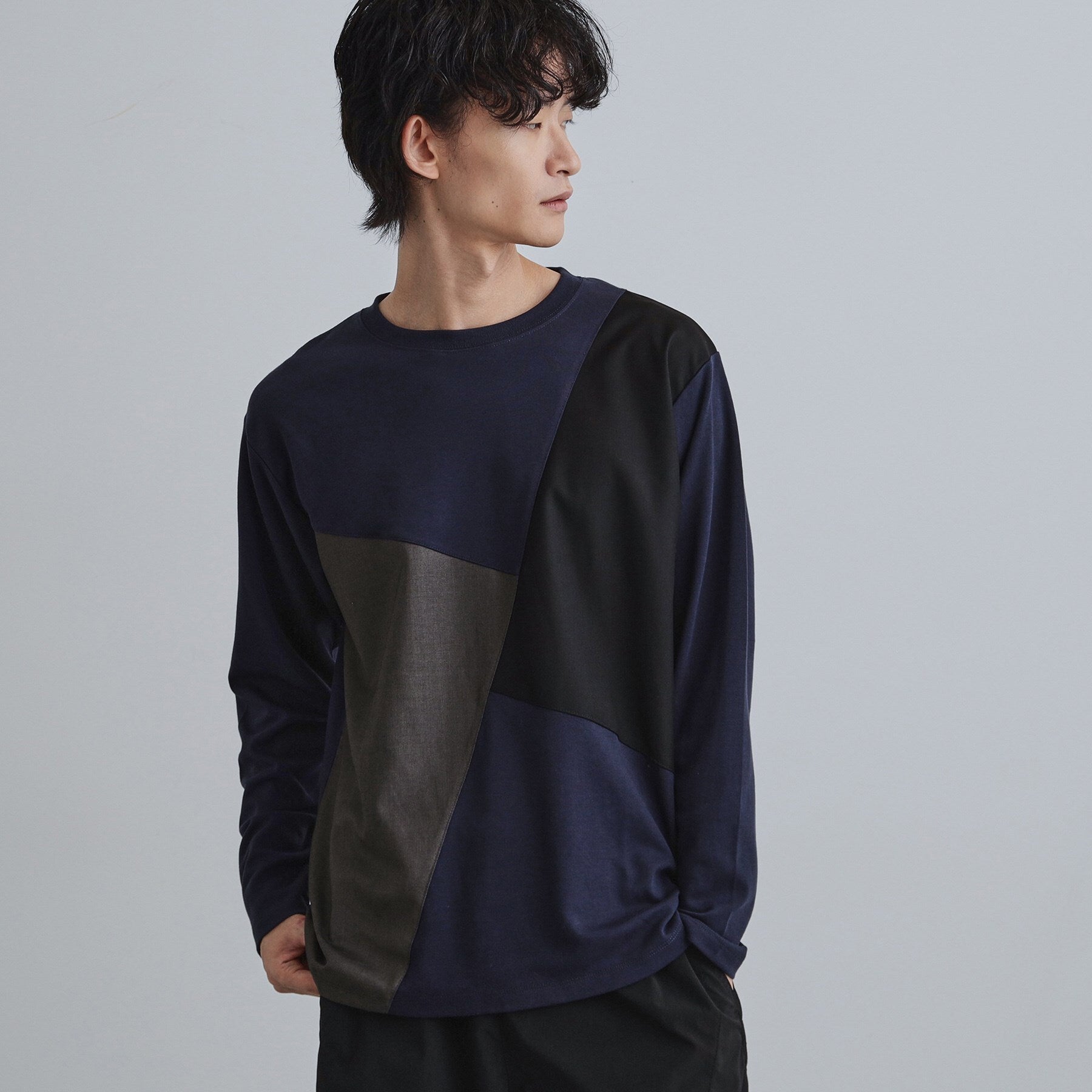 ティーケー タケオ キクチ tk.TAKEO KIKUCHI ブロックシャドー切替カットソー (ネイビー(094)) ネイビー(094)