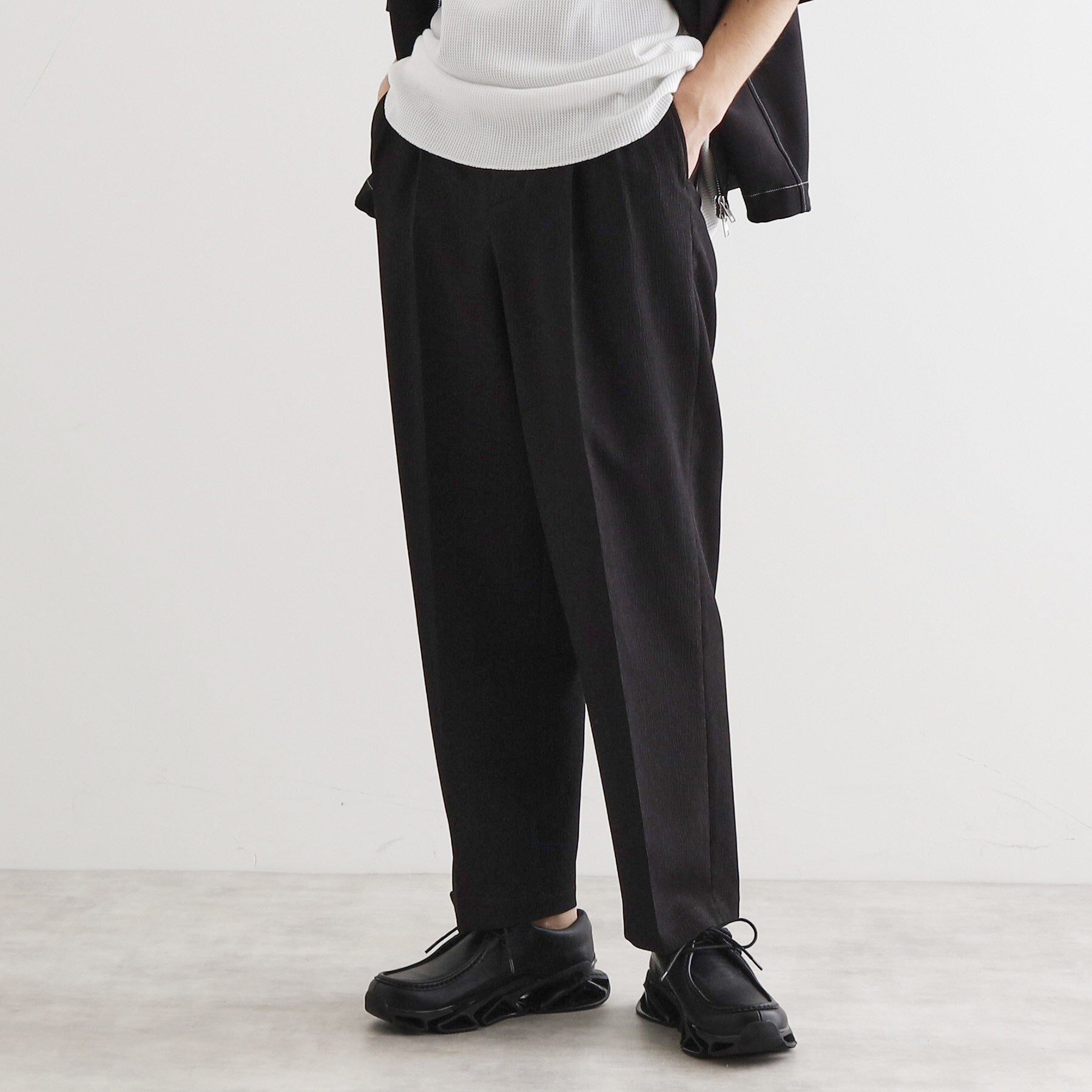 ティーケー タケオ キクチ tk.TAKEO KIKUCHI 【セットアップ対応】テッククレープルーズテーパードパンツ (ブラック(019)) ブラック(019)