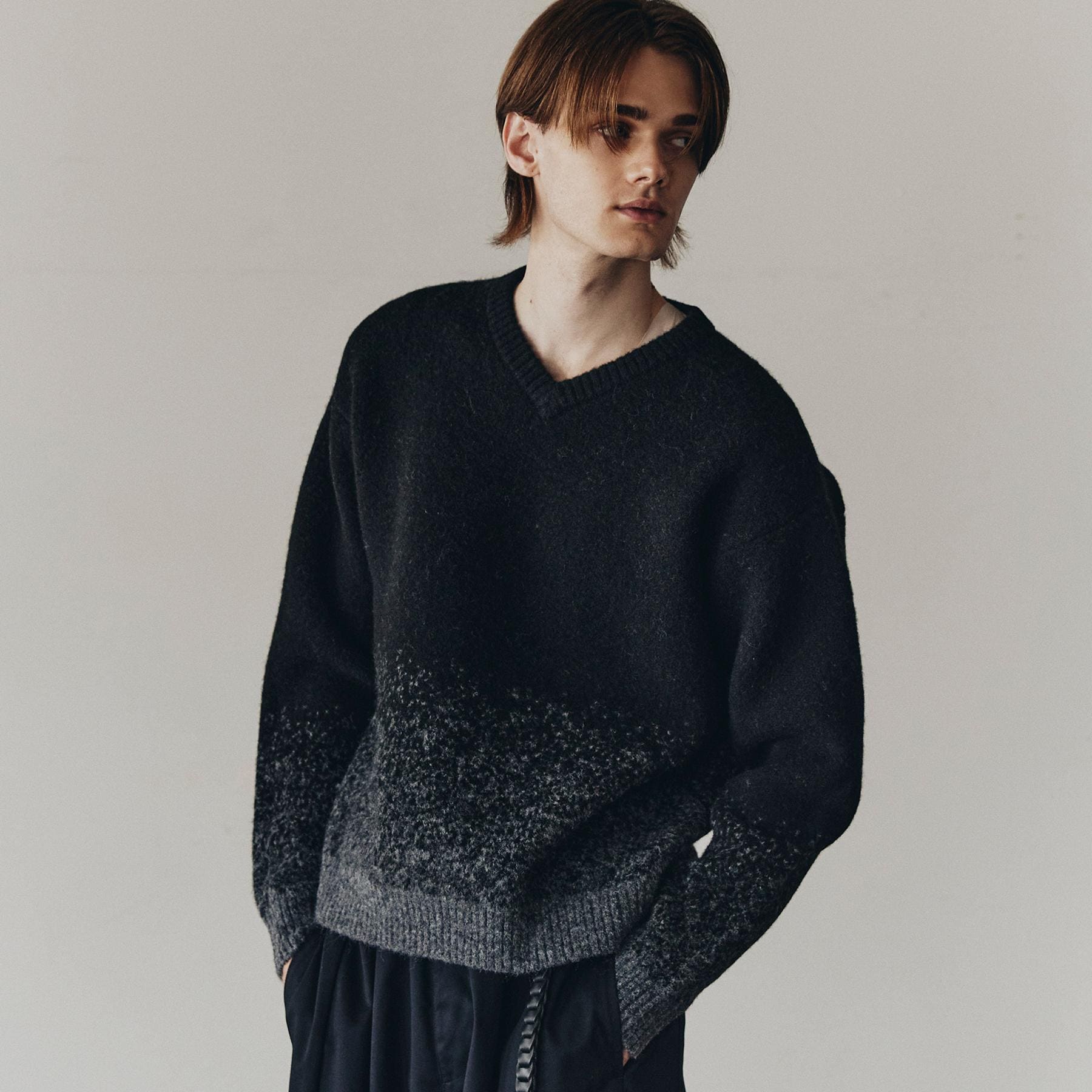 ティーケー タケオ キクチ tk.TAKEO KIKUCHI ミスティーシャギーVネックニット (ブラック(019)) ブラック(019)