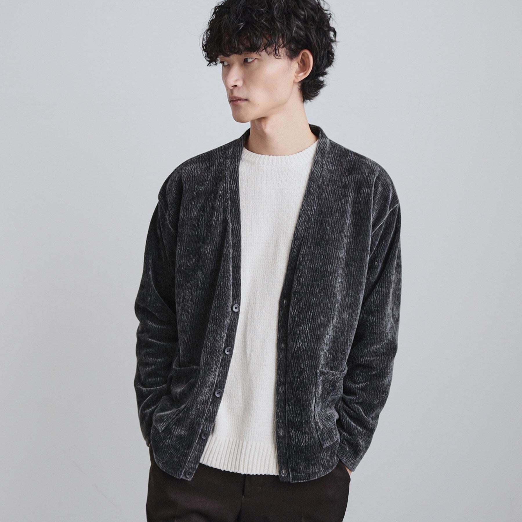 ティーケー タケオ キクチ tk.TAKEO KIKUCHI モールニットソーVカーディガン (チャコールグレー(014)) チャコールグレー(014)