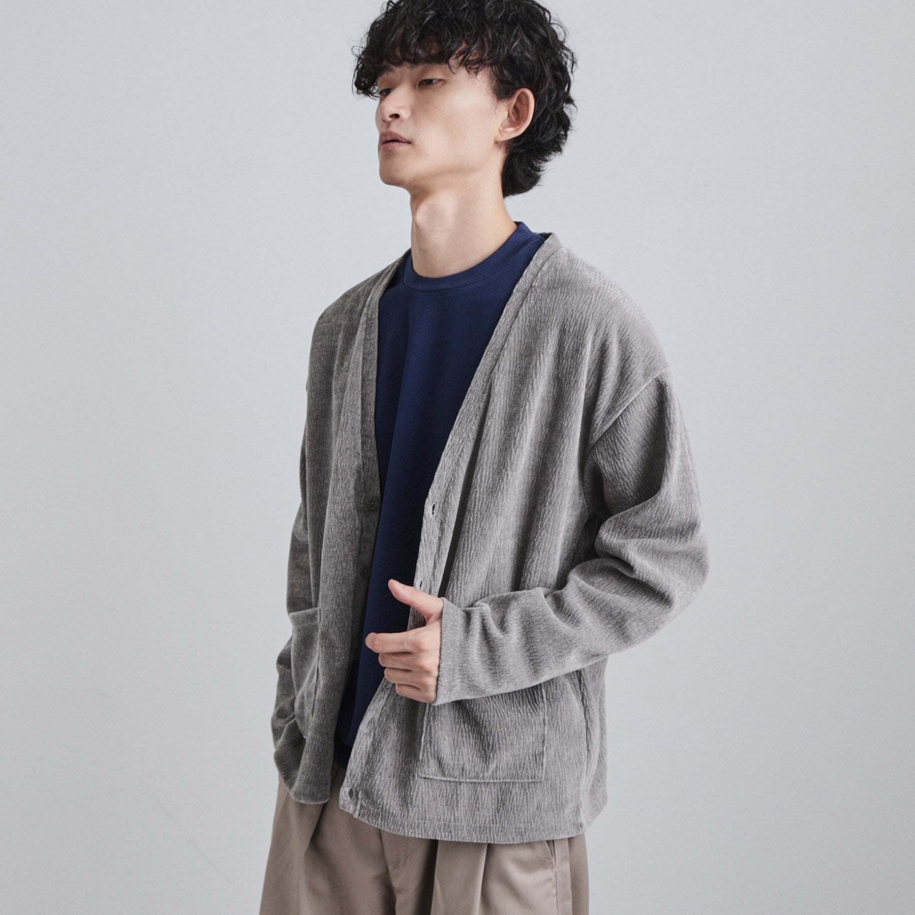 ティーケー タケオ キクチ tk.TAKEO KIKUCHI モールニットソーVカーディガン (チャコールグレー(014)) チャコールグレー(014)