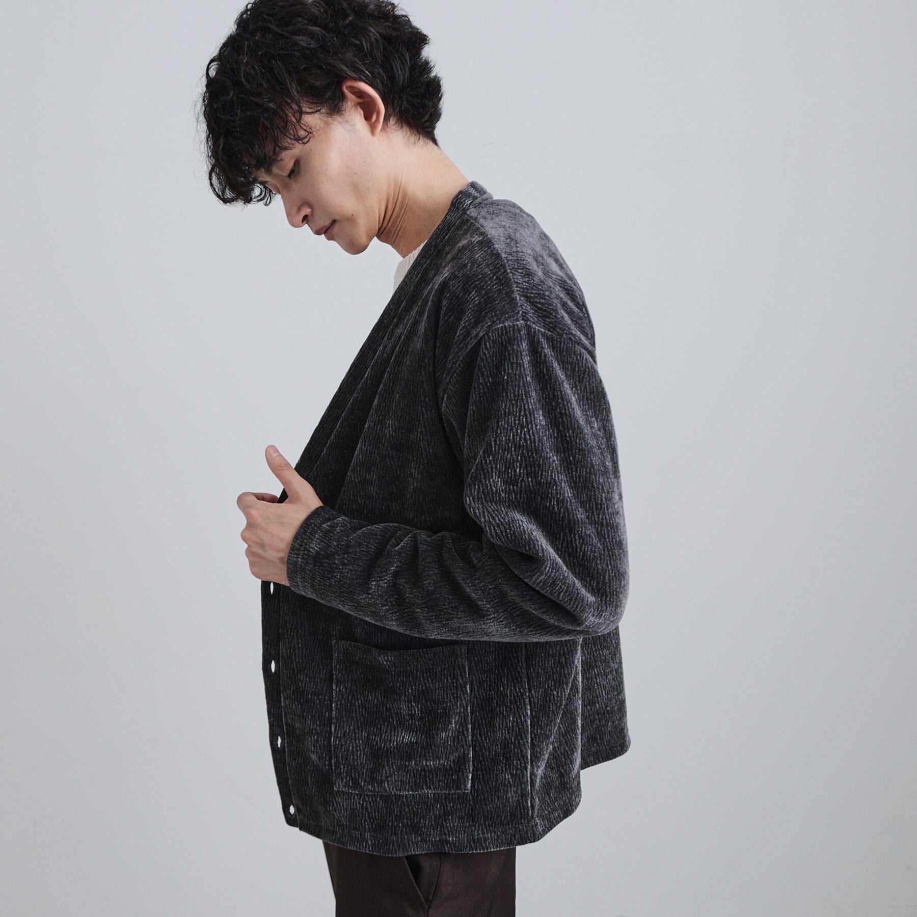 ティーケー タケオ キクチ tk.TAKEO KIKUCHI モールニットソーVカーディガン (チャコールグレー(014)) チャコールグレー(014)