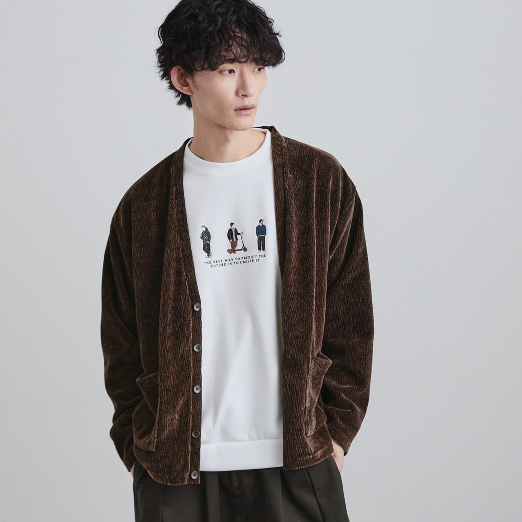 ティーケー タケオ キクチ tk.TAKEO KIKUCHI モールニットソーVカーディガン (チャコールグレー(014)) チャコールグレー(014)