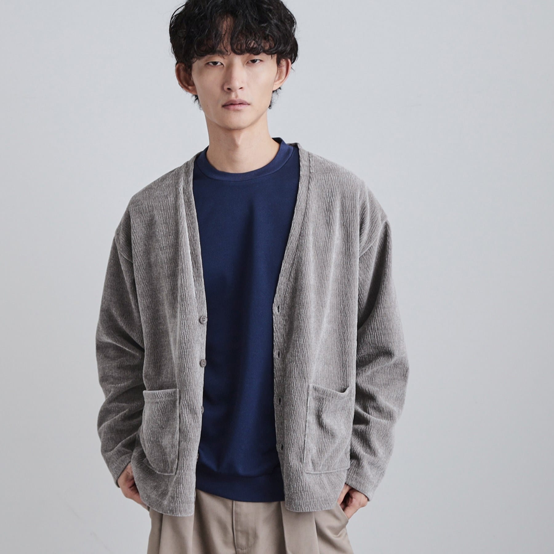 ティーケー タケオ キクチ tk.TAKEO KIKUCHI モールニットソーVカーディガン (ライトグレー(011)) ライトグレー(011)