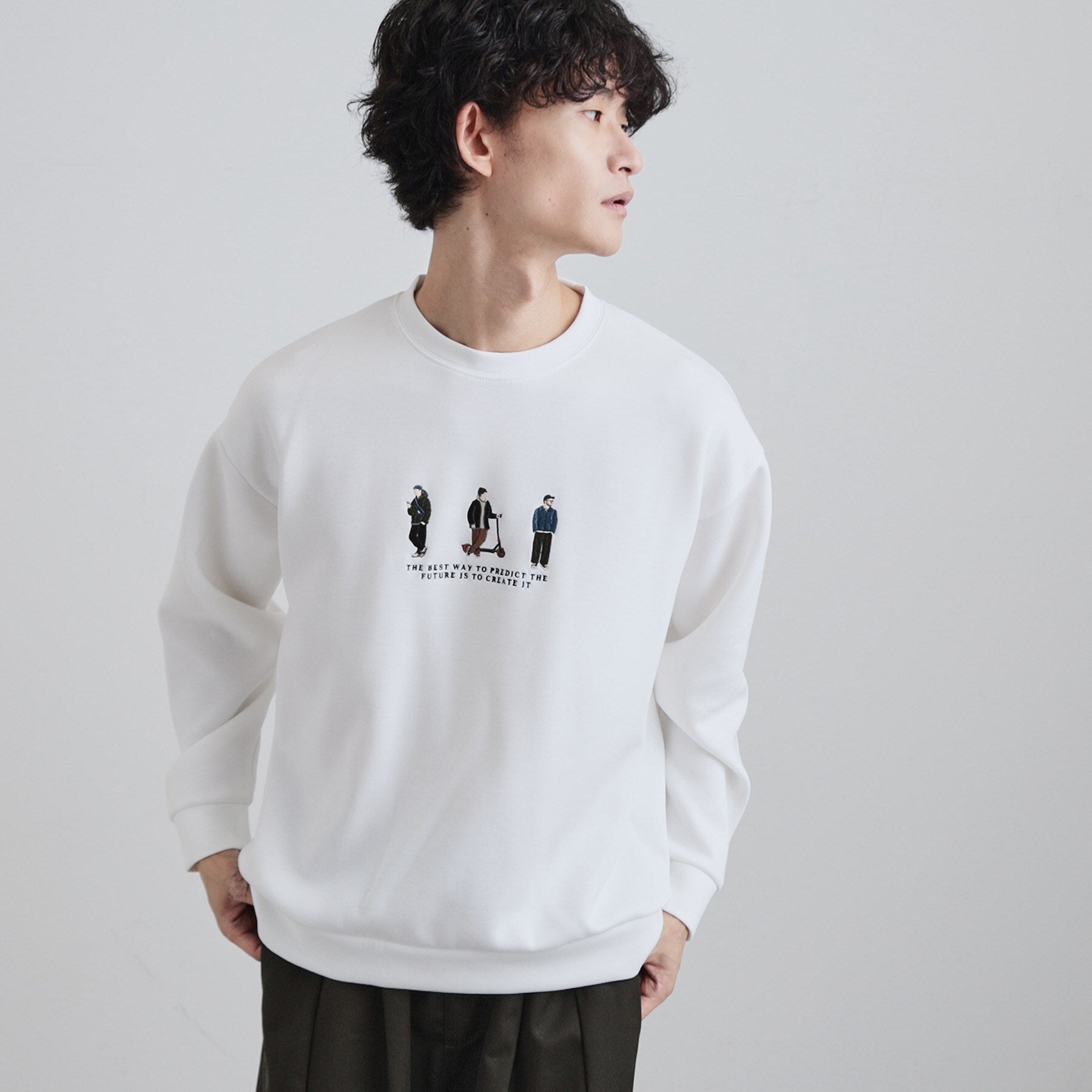 ティーケー タケオ キクチ tk.TAKEO KIKUCHI ピープル刺繍スウェット (ホワイト(001)) ホワイト(001)