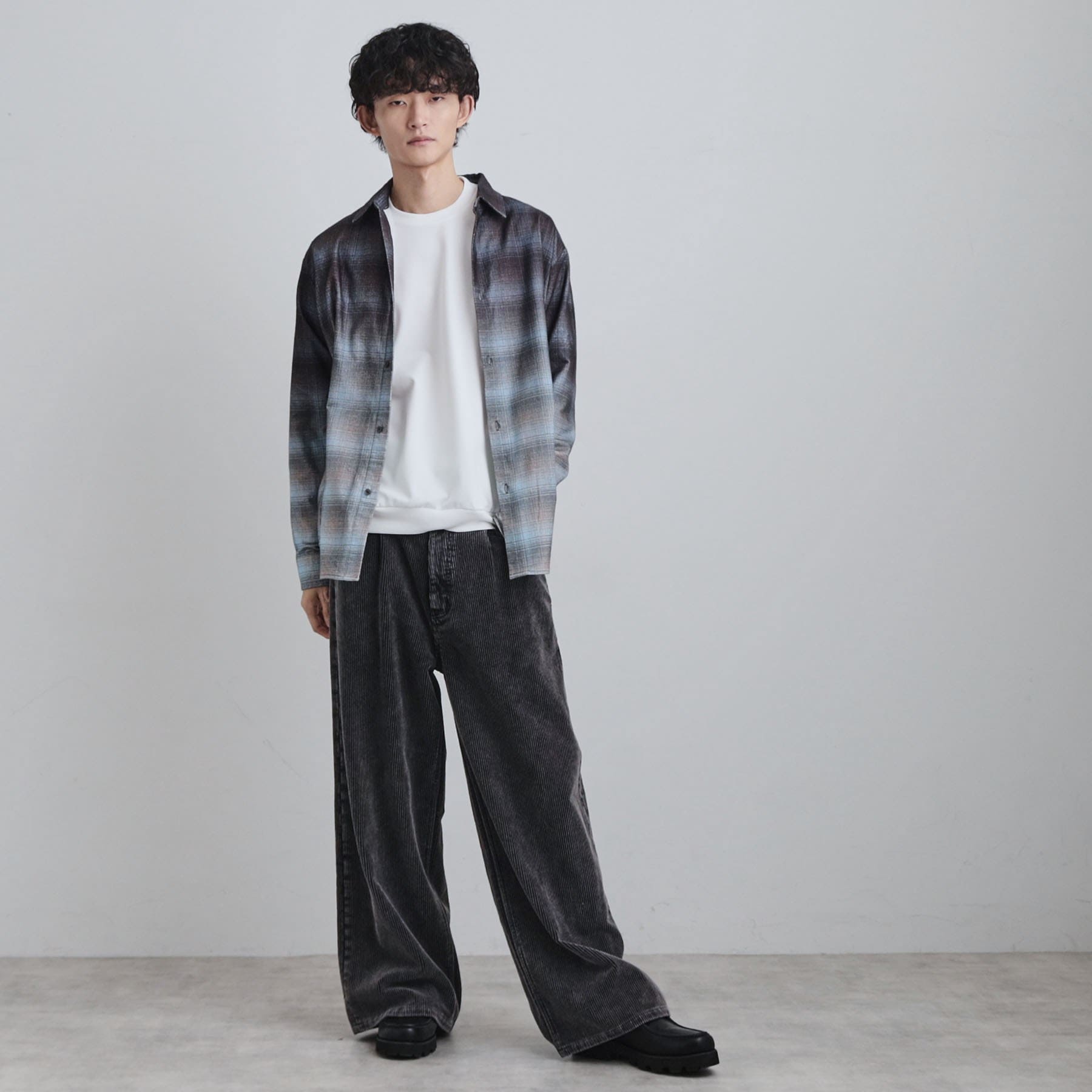 ティーケー タケオ キクチ tk.TAKEO KIKUCHI グラデーションプリントネルシャツ (ネイビー(294)) ネイビー(294)