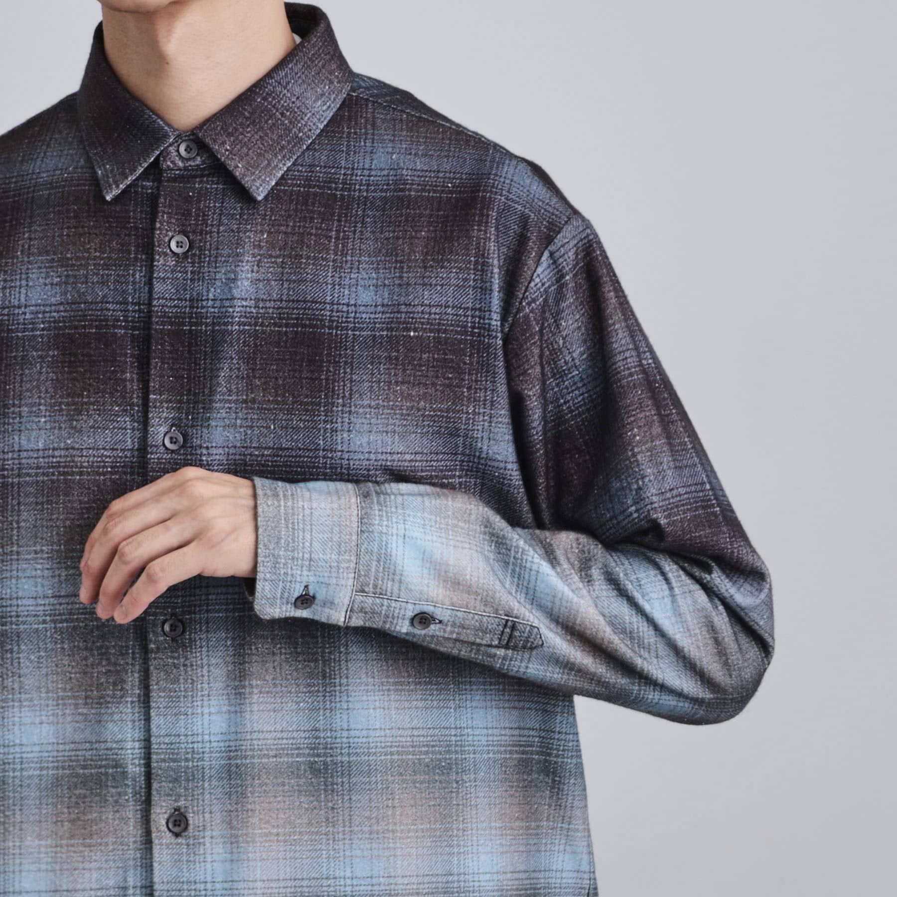 ティーケー タケオ キクチ tk.TAKEO KIKUCHI グラデーションプリントネルシャツ (ネイビー(294)) ネイビー(294)