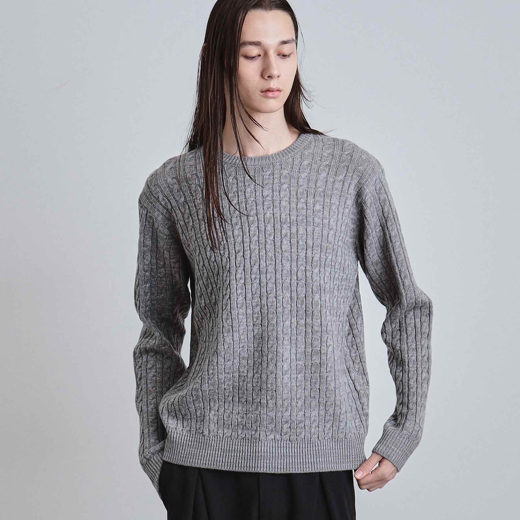 ティーケー タケオ キクチ tk.TAKEO KIKUCHI ケーブルクルーネックニット (グレー(712)) グレー(712)