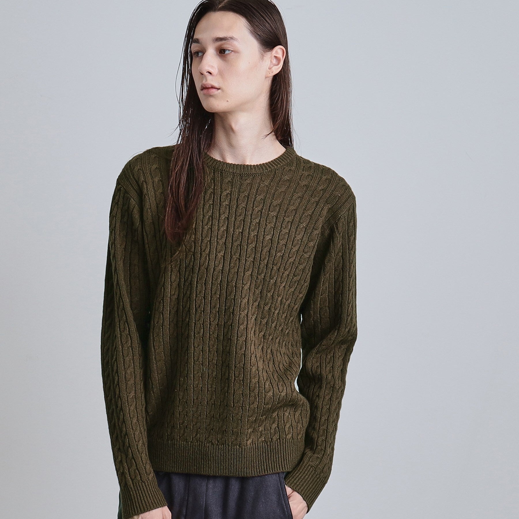 ティーケー タケオ キクチ tk.TAKEO KIKUCHI ケーブルクルーネックニット (ブラウン(044)) ブラウン(044)