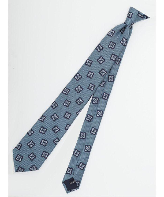 エムエフエディトリアル m.f.editorial 日本製 シルク小紋柄 レギュラータイ 8.0cm幅 (ターコイズ) ターコイズ