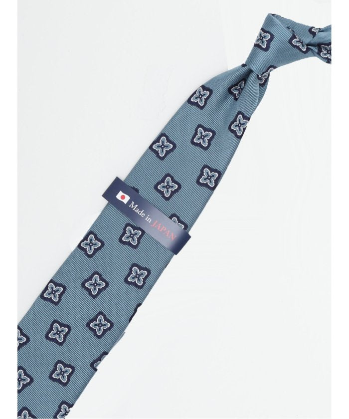 エムエフエディトリアル m.f.editorial 日本製 シルク小紋柄 レギュラータイ 8.0cm幅 (ターコイズ) ターコイズ