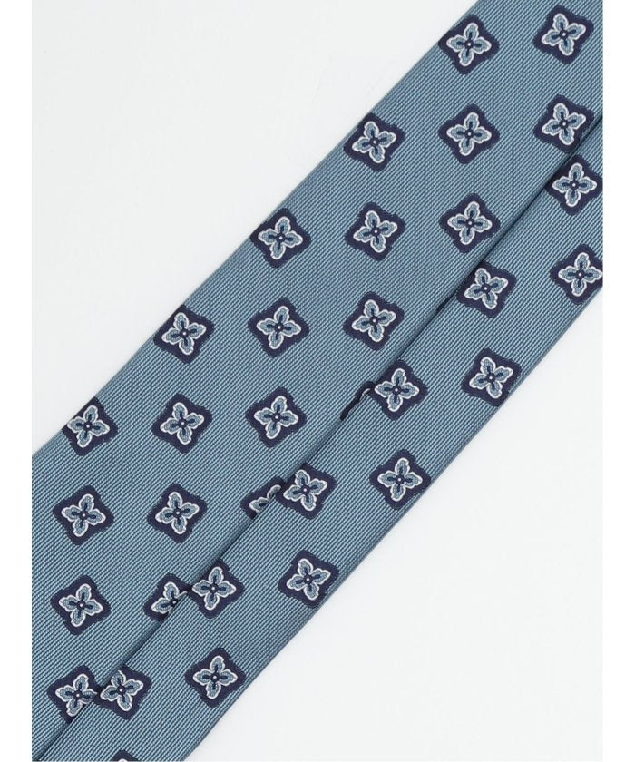 エムエフエディトリアル m.f.editorial 日本製 シルク小紋柄 レギュラータイ 8.0cm幅 (ターコイズ) ターコイズ