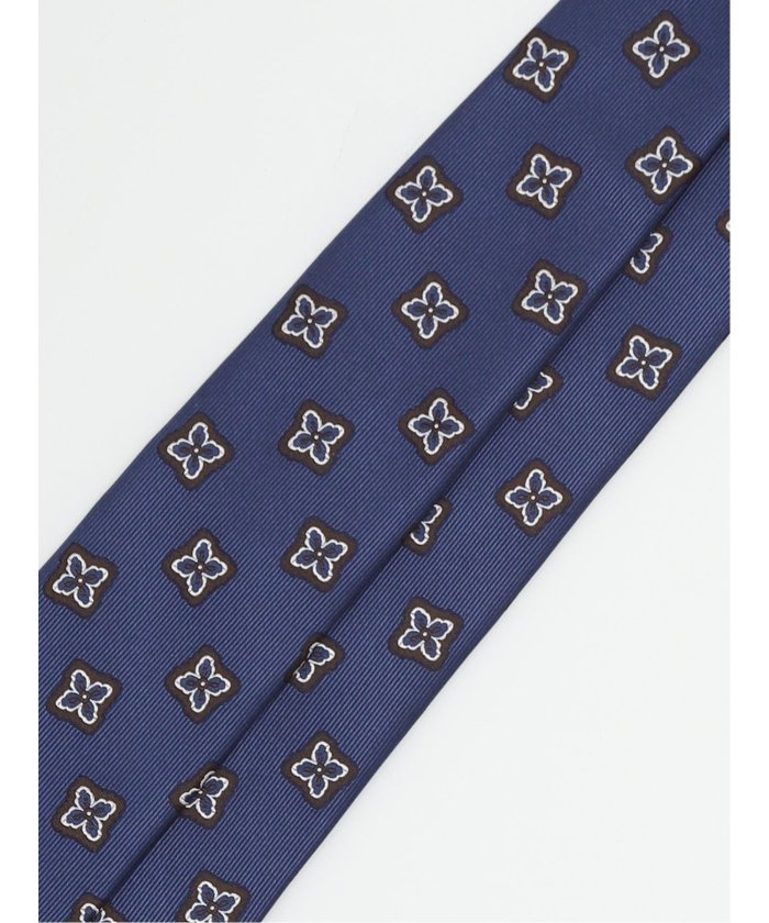 エムエフエディトリアル m.f.editorial 日本製 シルク小紋柄 レギュラータイ 8.0cm幅 (ターコイズ) ターコイズ