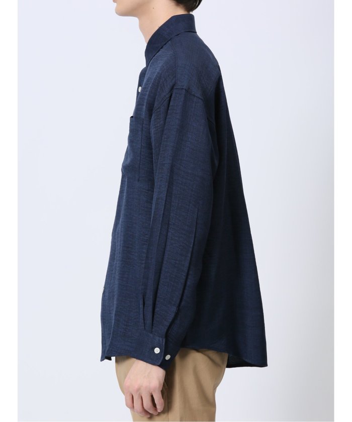 テックリネン レギュラーカラー長袖シャツ (白) メンズ シャツ カジュアル トップス インナー 長袖 ギフト プレゼント ライトアウター カーディガン アウター 白