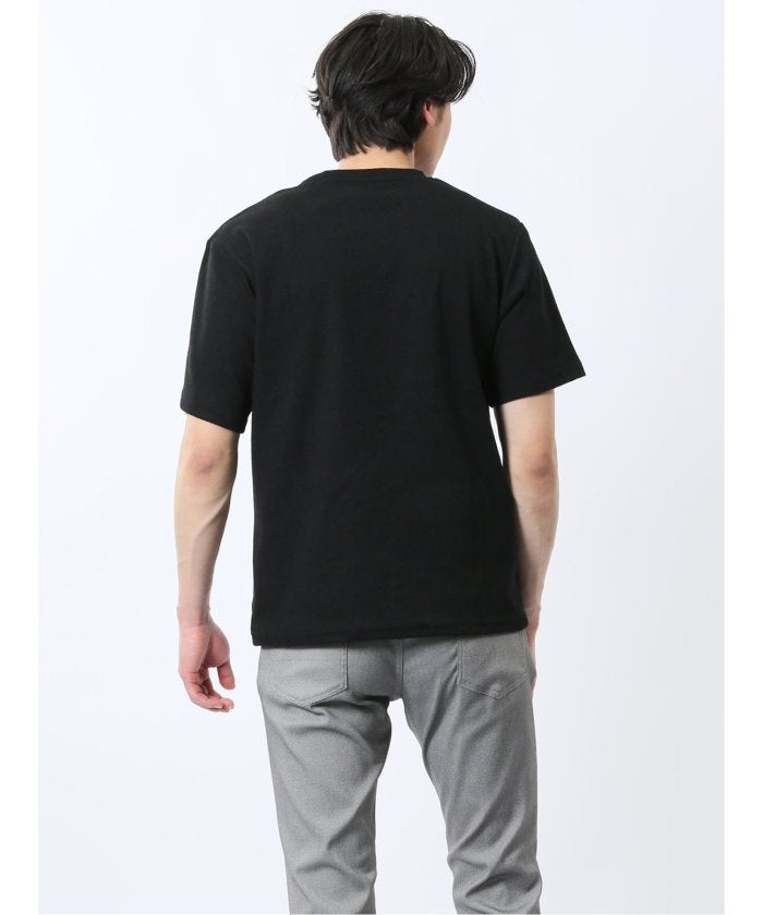 ジャガード クルーネック半袖Tシャツ (白) メンズ Tシャツ カットソー カジュアル インナー トップス ギフト プレゼント 白