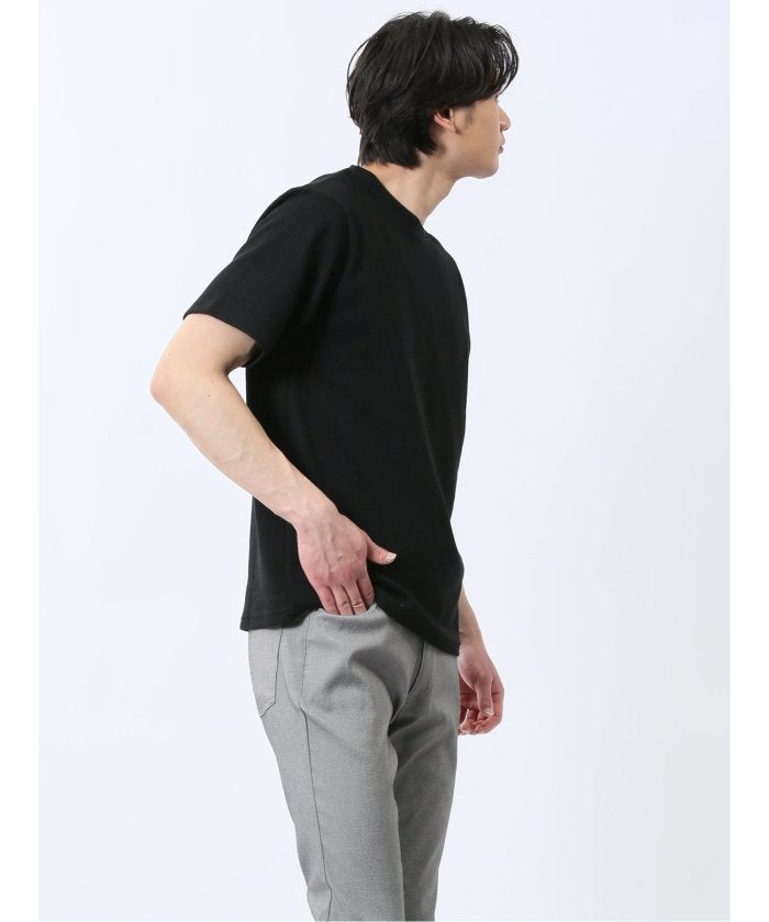 ジャガード クルーネック半袖Tシャツ (白) メンズ Tシャツ カットソー カジュアル インナー トップス ギフト プレゼント 白