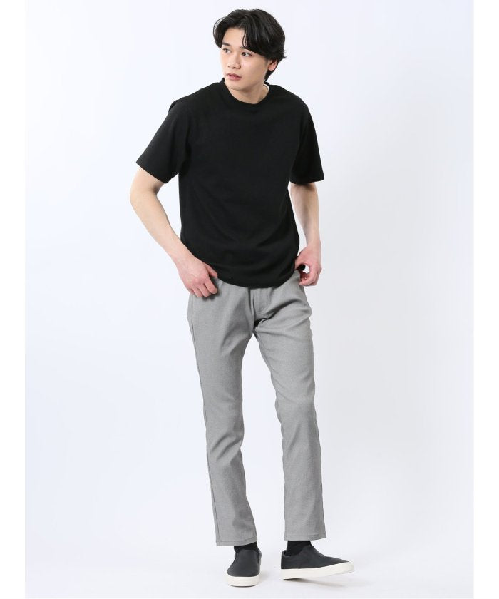 ジャガード クルーネック半袖Tシャツ (白) メンズ Tシャツ カットソー カジュアル インナー トップス ギフト プレゼント 白