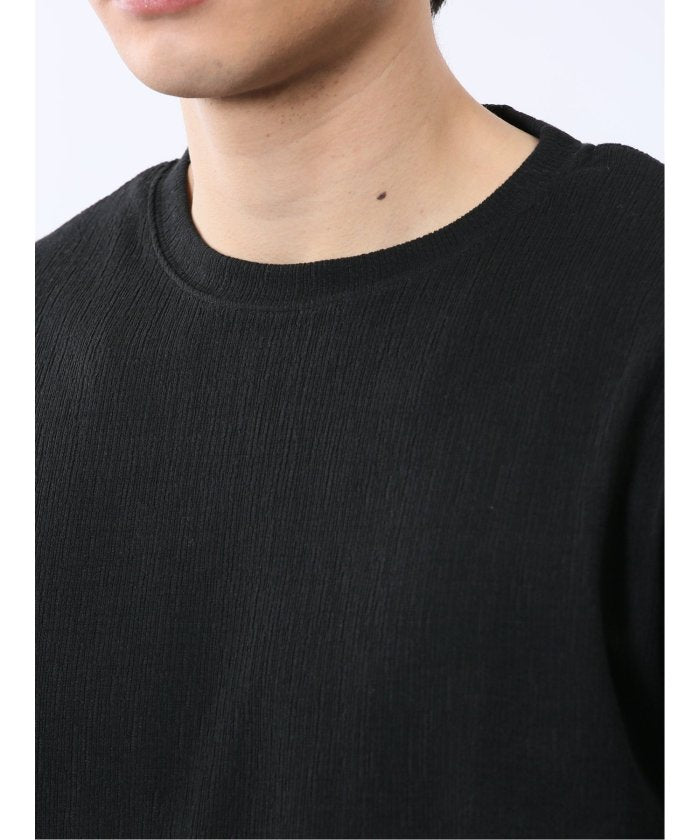 ジャガード クルーネック半袖Tシャツ (白) メンズ Tシャツ カットソー カジュアル インナー トップス ギフト プレゼント 白