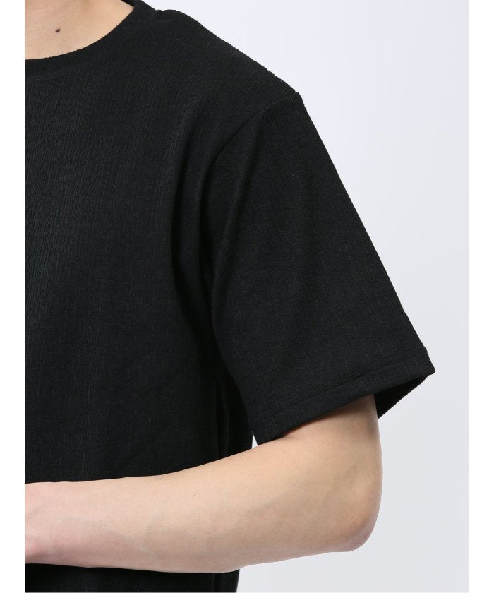 ジャガード クルーネック半袖Tシャツ (白) メンズ Tシャツ カットソー カジュアル インナー トップス ギフト プレゼント 白