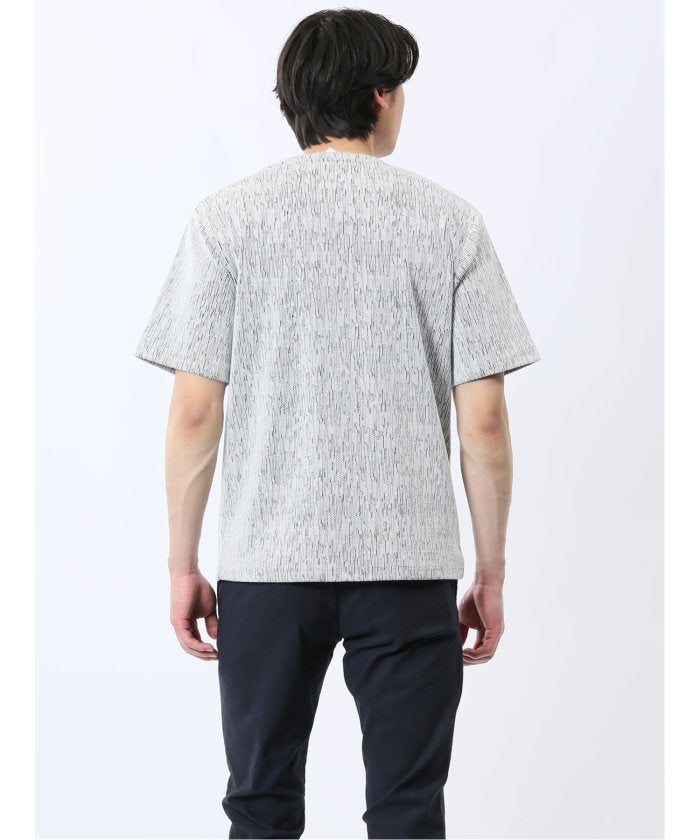 ジャガード クルーネック半袖Tシャツ (白) メンズ Tシャツ カットソー カジュアル インナー トップス ギフト プレゼント 白