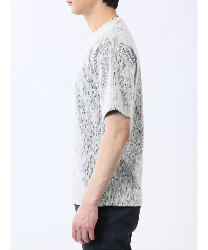 ジャガード クルーネック半袖Tシャツ (白) メンズ Tシャツ カットソー カジュアル インナー トップス ギフト プレゼント 白