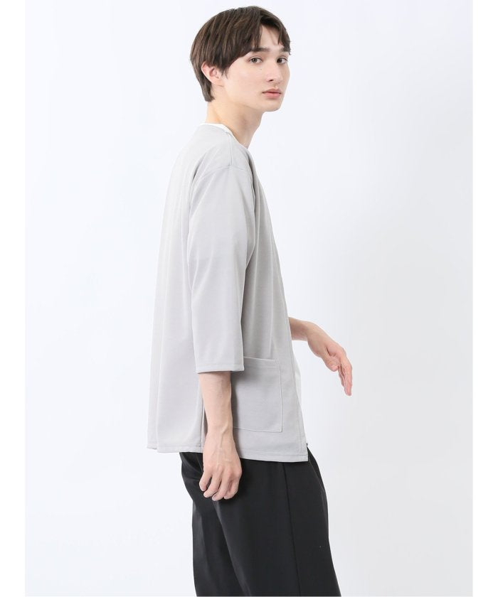 カウラ/Kaule 7分袖カーディガン&半袖Tシャツ アンサンブル (グレー) メンズ シャツ カジュアル トップス インナー ギフト プレゼント ライトアウター カーディガン アウター グレー