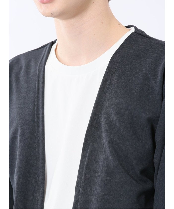 カウラ/Kaule 7分袖カーディガン&半袖Tシャツ アンサンブル (グレー) メンズ シャツ カジュアル トップス インナー ギフト プレゼント ライトアウター カーディガン アウター グレー